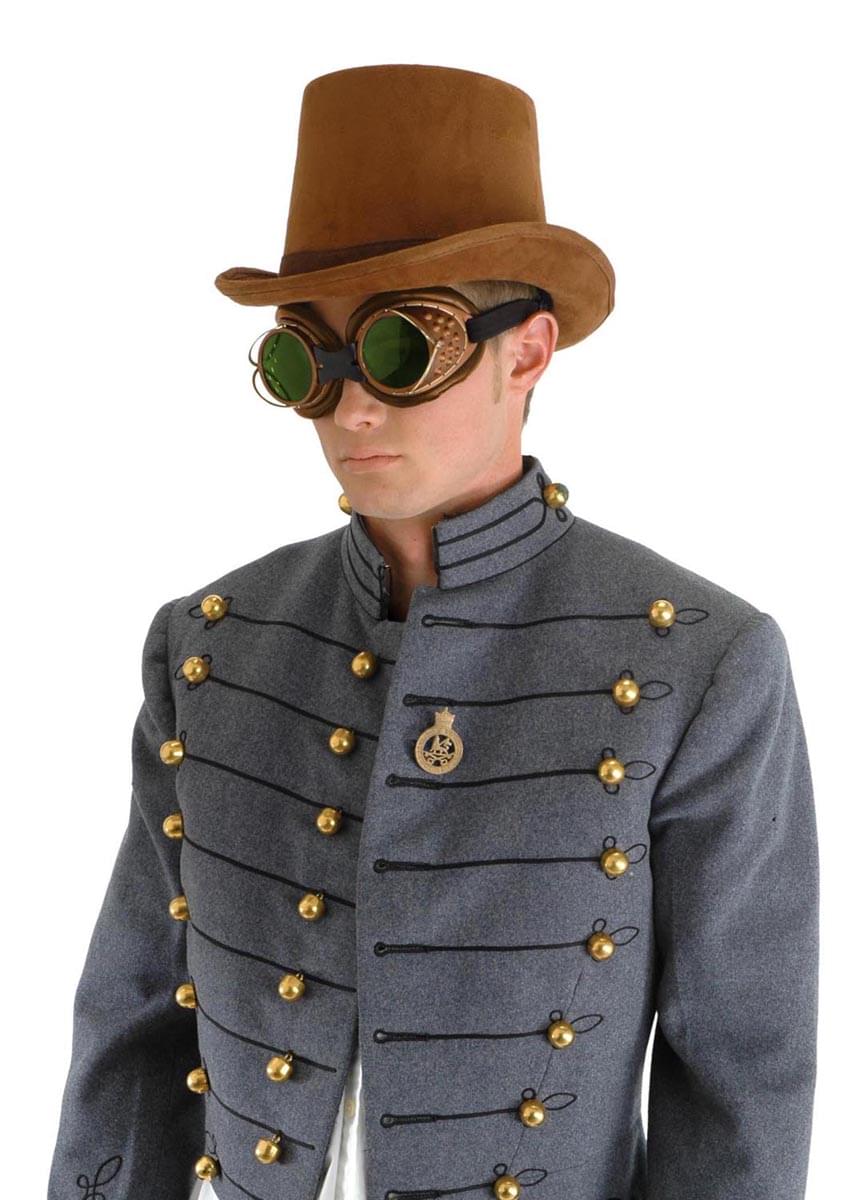 Steampunk Coachman Brown Suede Costume Top Hat Adult