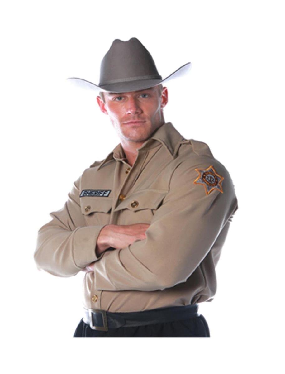 Sheriff Khaki Embroidered Patch Costume Shirt Adult