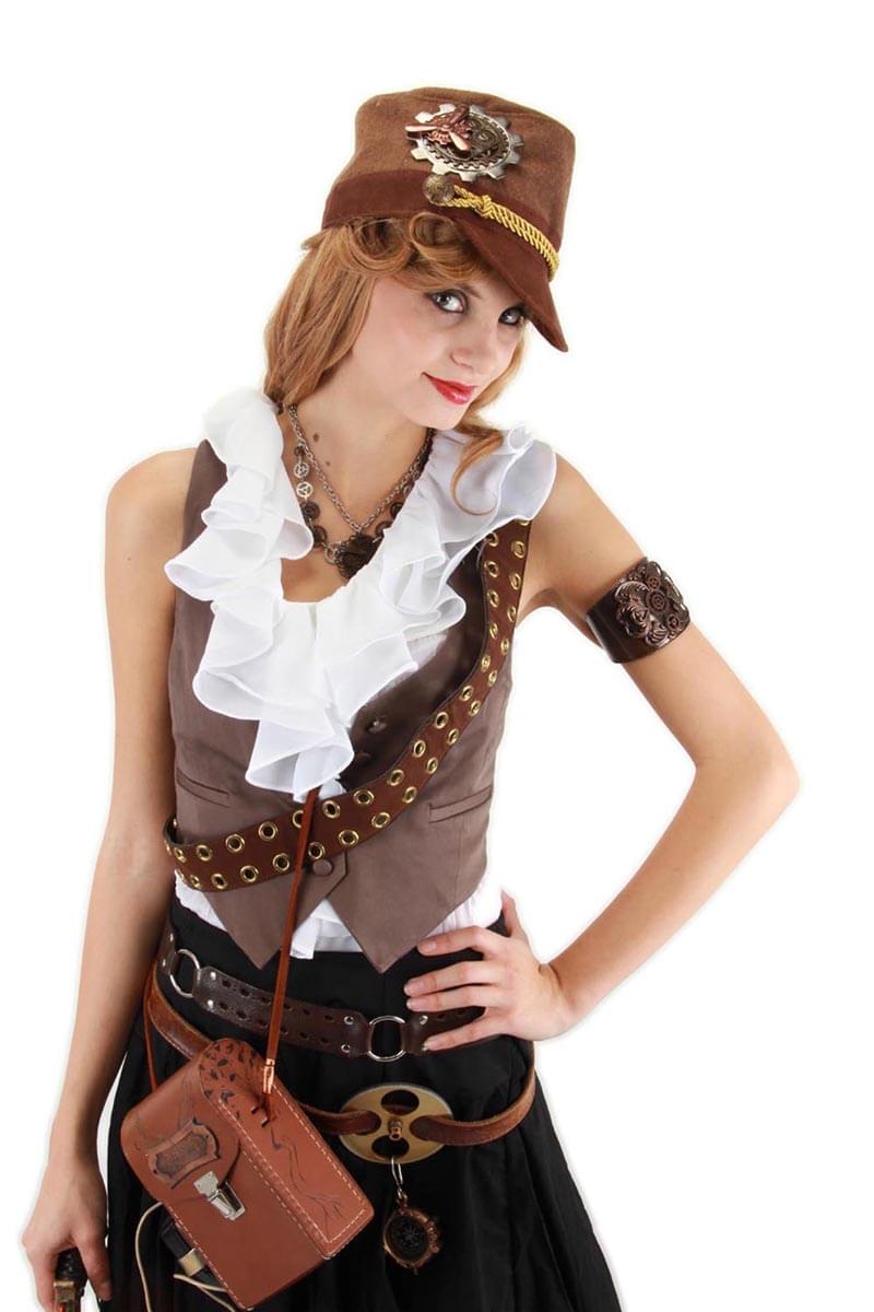 Steampunk Brown Cadet Costume Hat Adult