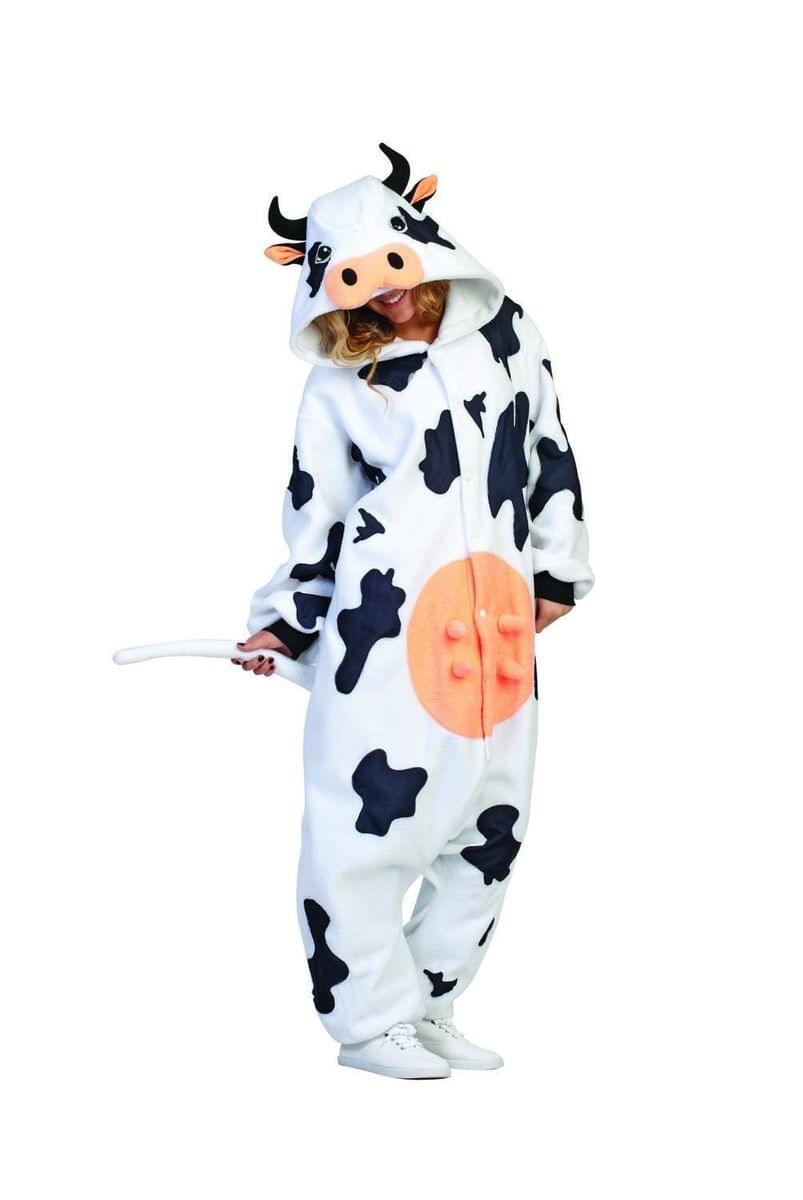 Funsies Kigurumi Casey Cow Fleece Jumpsuit Costume Adult