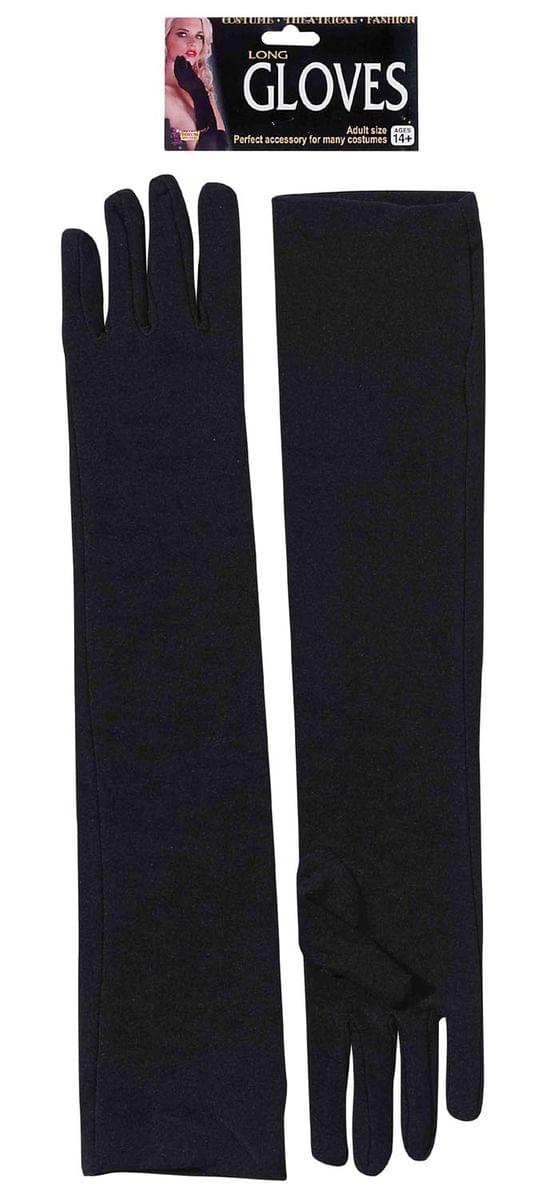 Glamorous Black Elbow Length Adult Nylon Costume Gloves