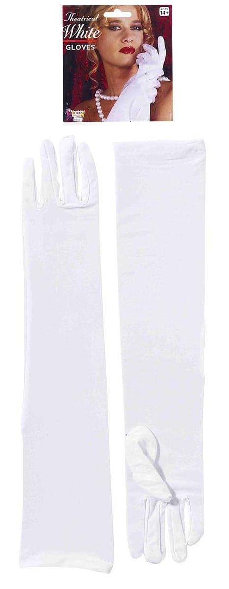 Glamorous White Elbow Length Adult Nylon Costume Gloves