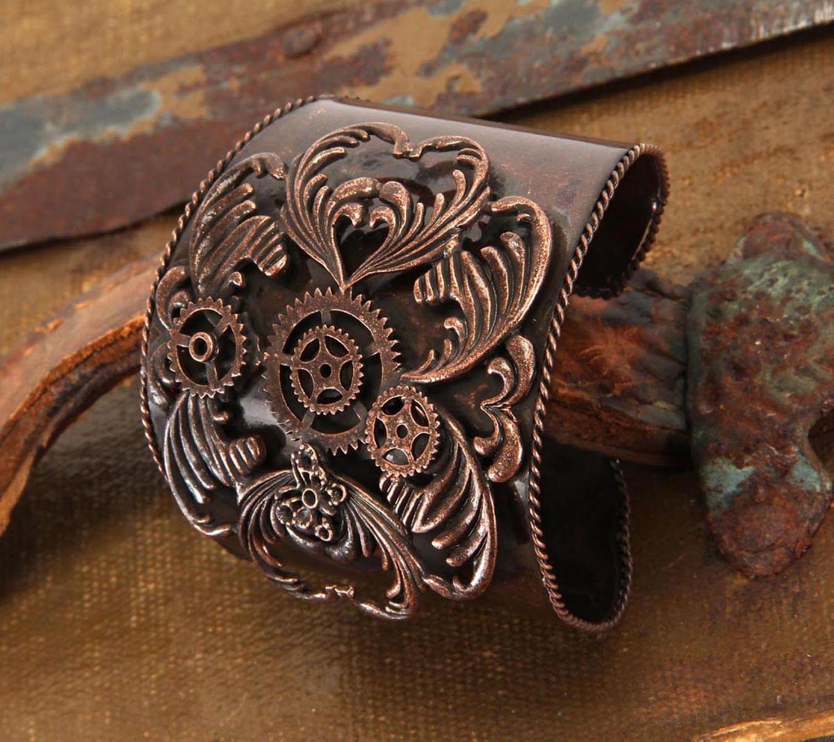 Steampunk Antique Copper Costume Jewelry Cuff Adult