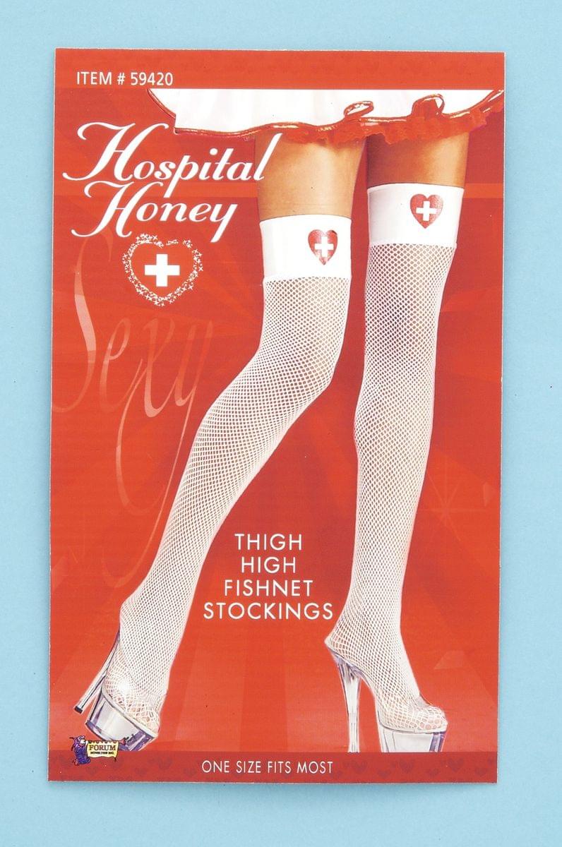 Hospital Honey Fishnet Thigh High Costume Stockings