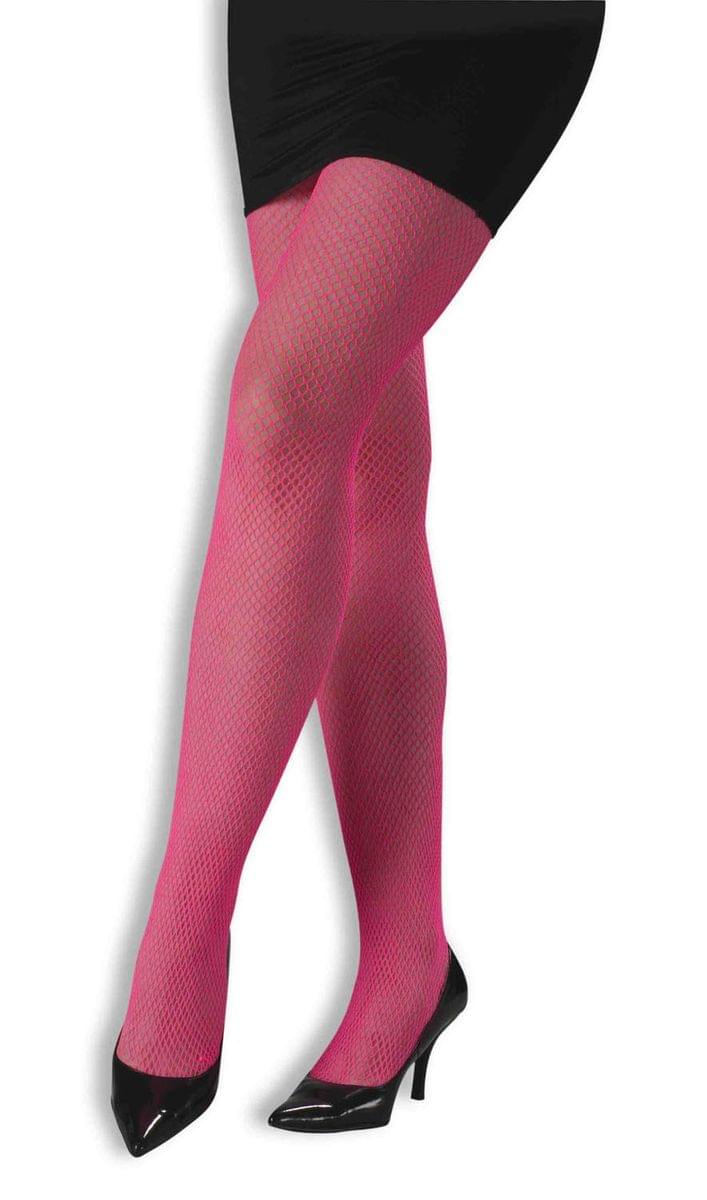 80's Neon Pink Adult Costume Fishnet Tights