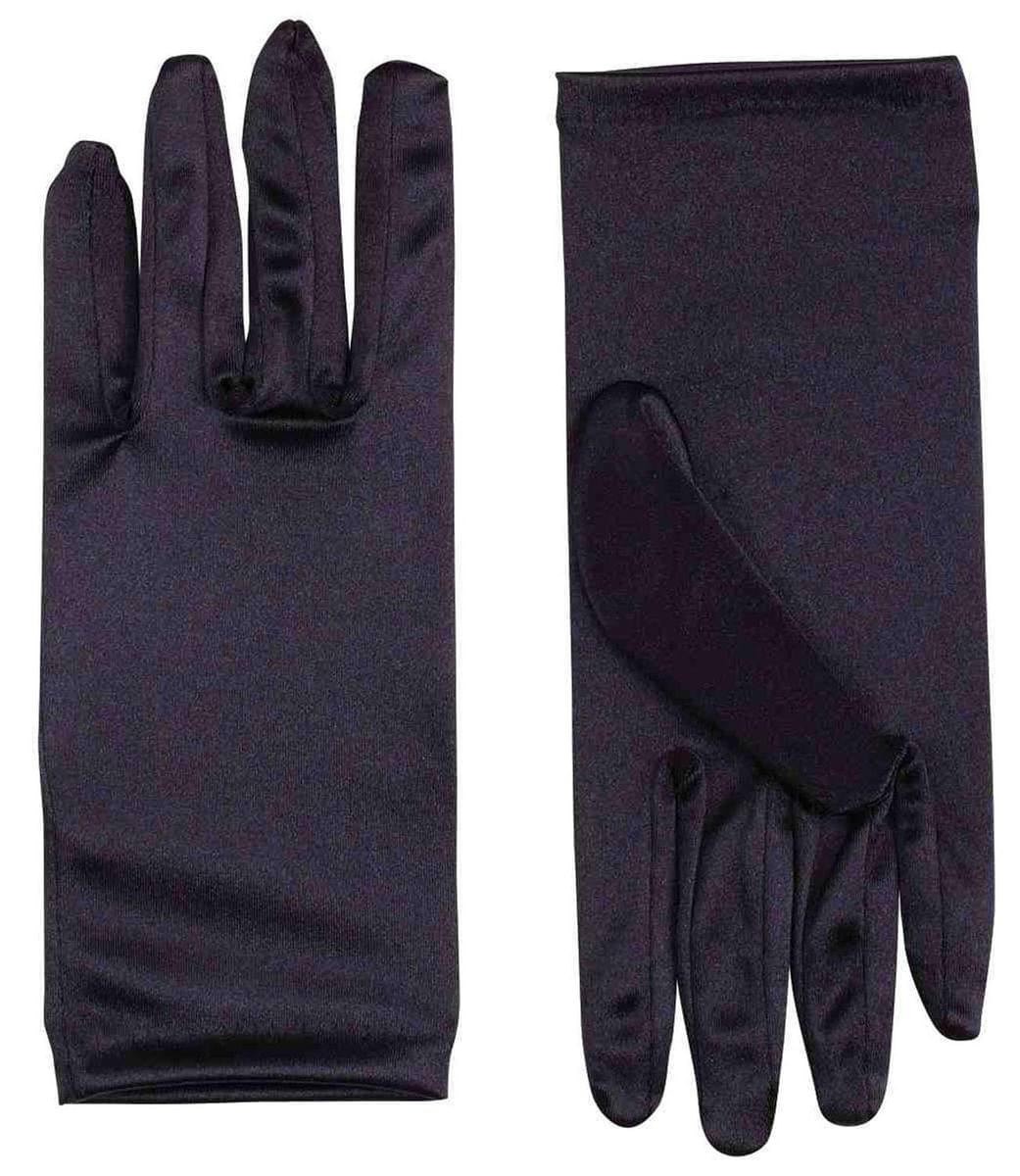 9" Black Satin Adult Female Costume Gloves