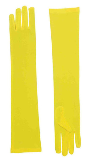 Long Yellow Adult Female Costume Nylon Dress Gloves