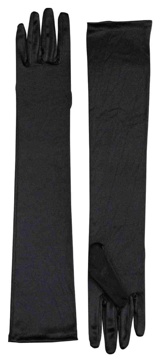 Long Black Adult Female Costume Satin Dress Gloves