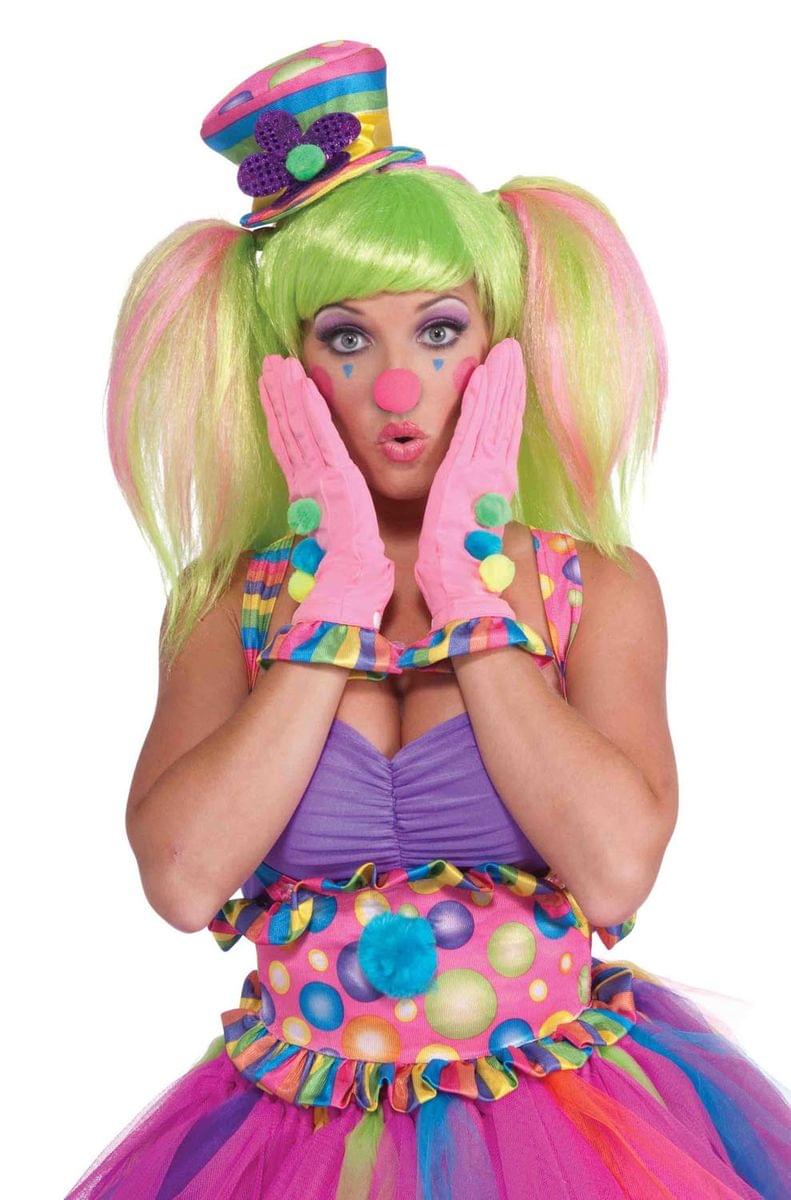 Circus Sweetie Pink Ruffled Adult Costume Gloves
