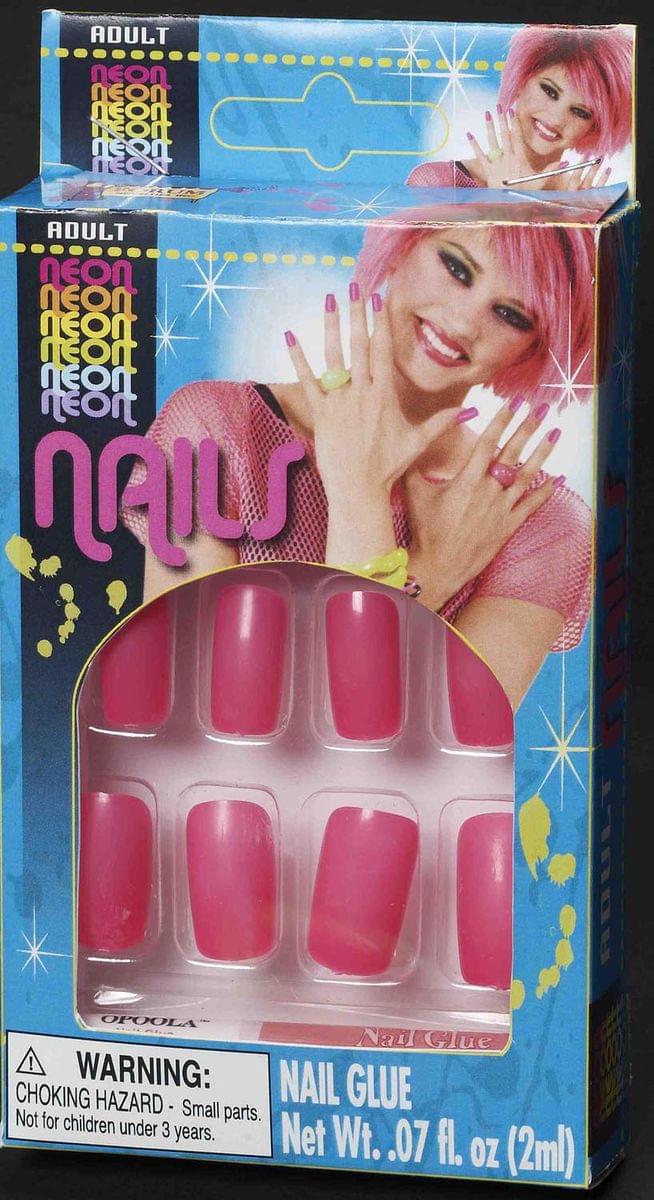 Neon Pink Adult Costume Fingernails