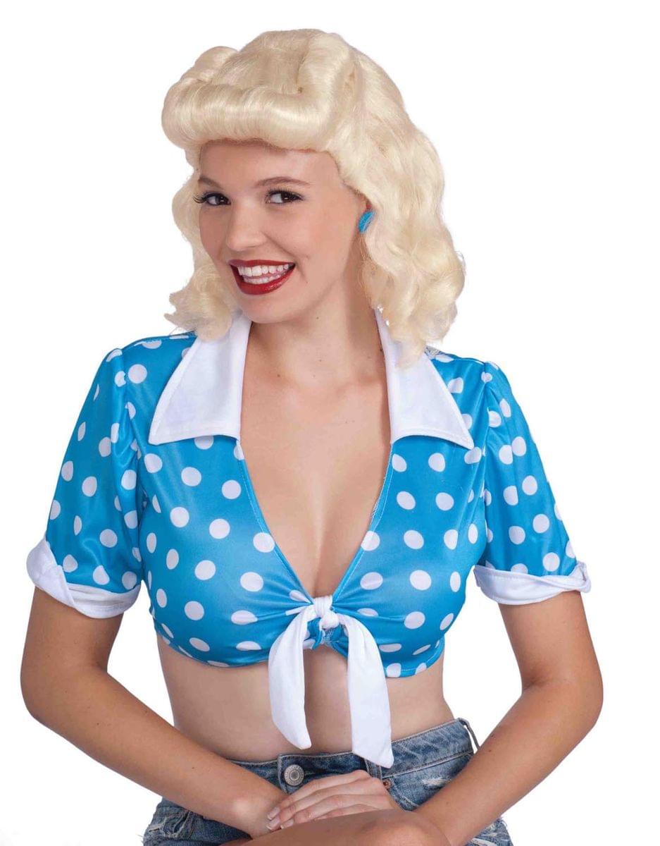 40's Housewife Style Adult Female Blonde Wig With Bangs