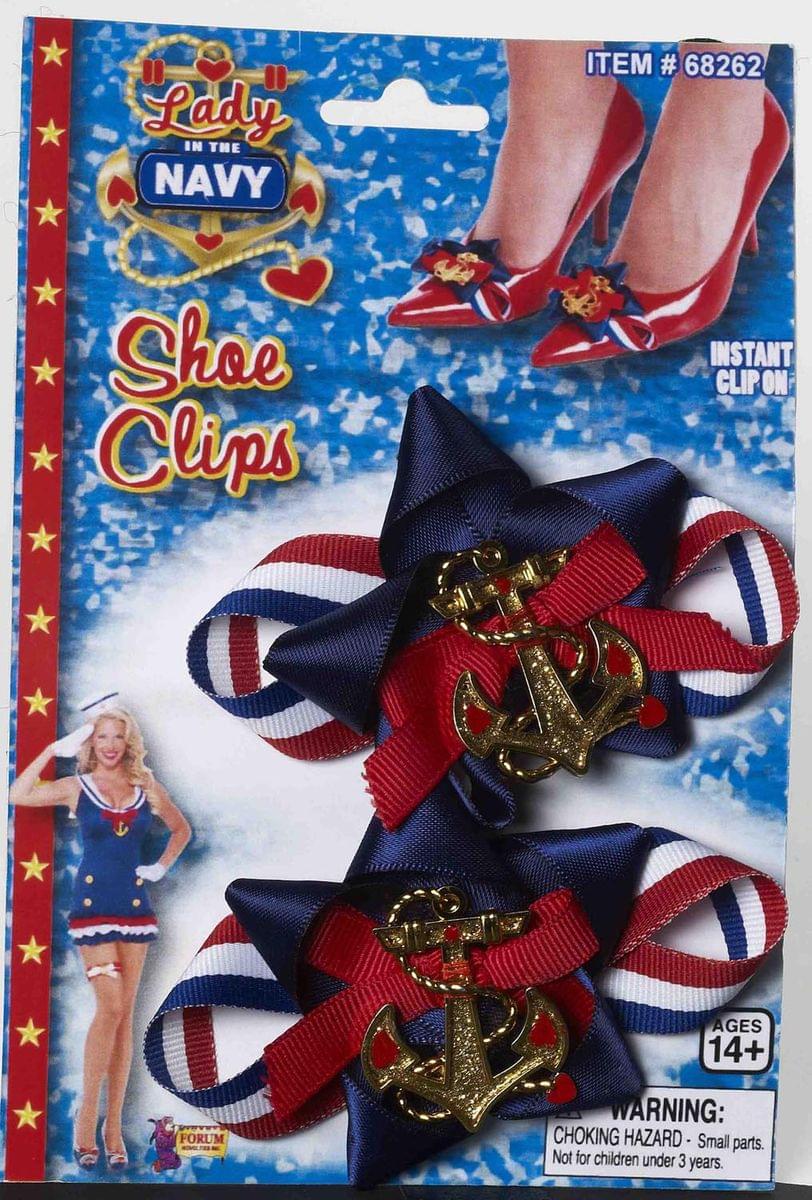 Lady In The Navy Patriotic Costume Bow Shoe Clip Set