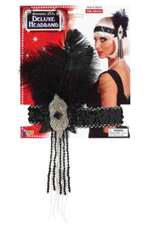 Deluxe Black And Silver Sequin Flapper Headband