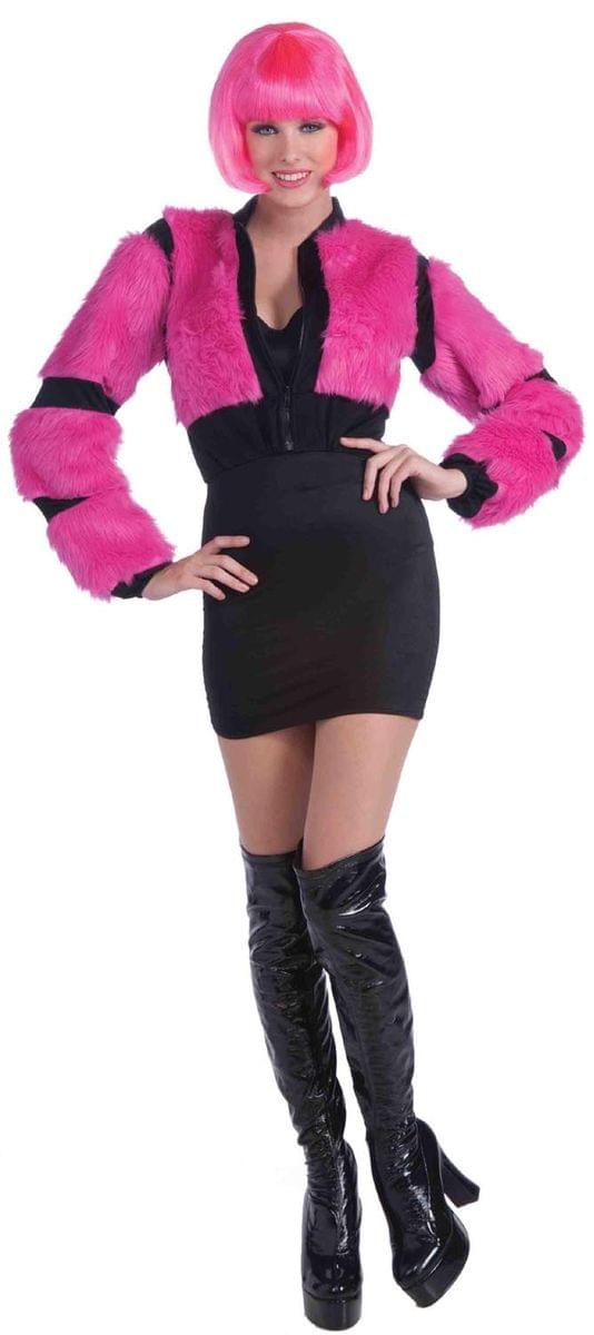 80's Babe Hot Pink Faux Fur Costume Jacket