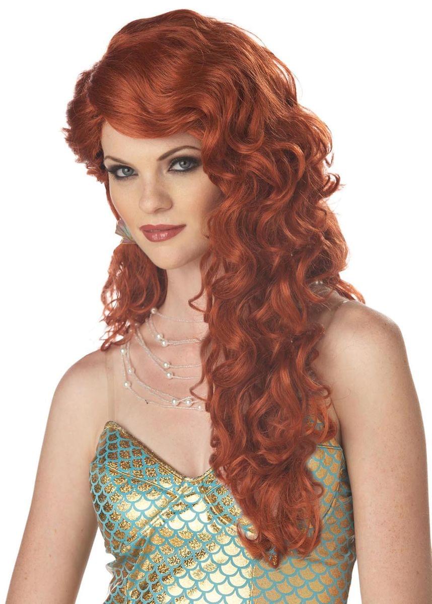 Red Auburn Mermaid Long Costume Wig Adult