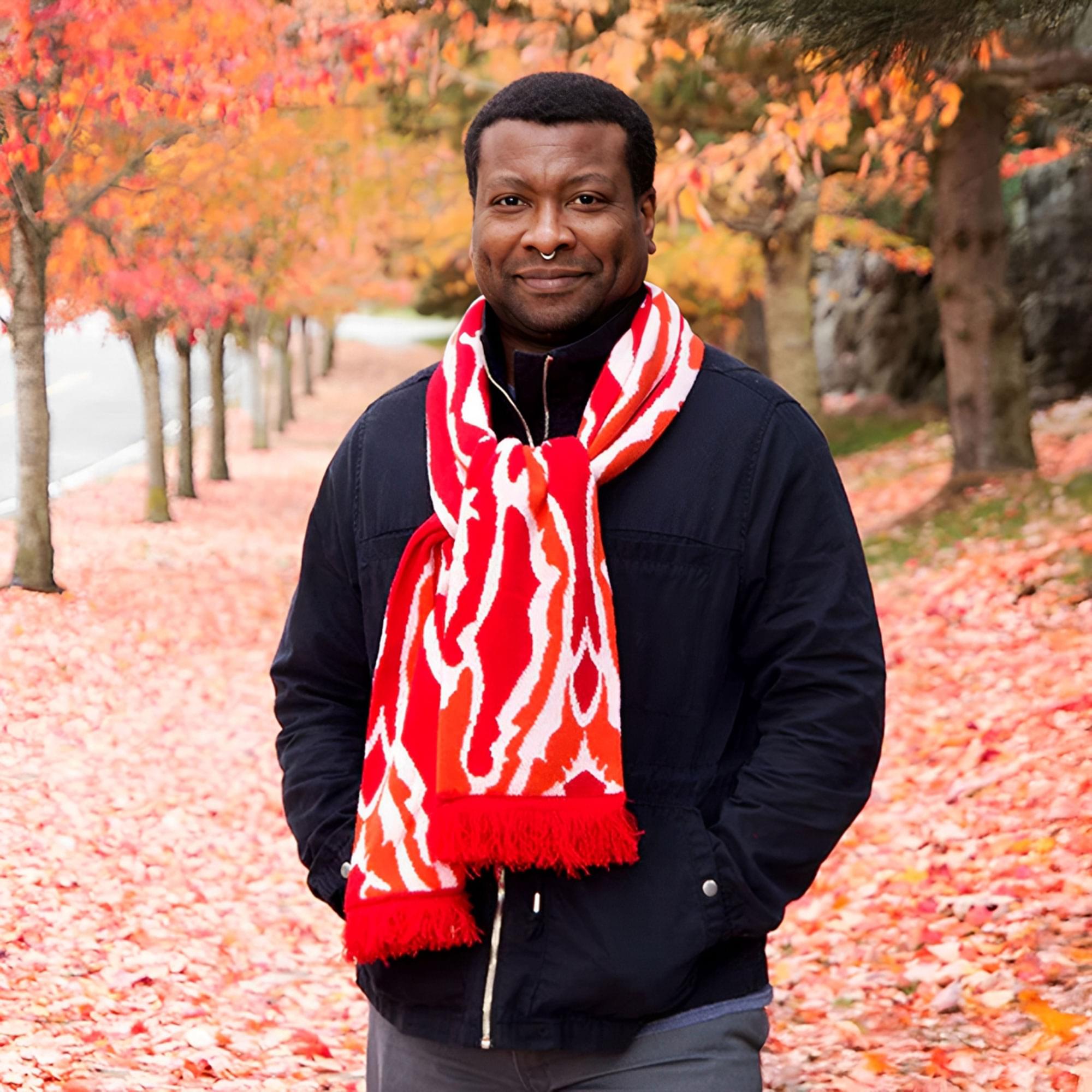 71" Soft-Knit Acrylic Bacon Scarf