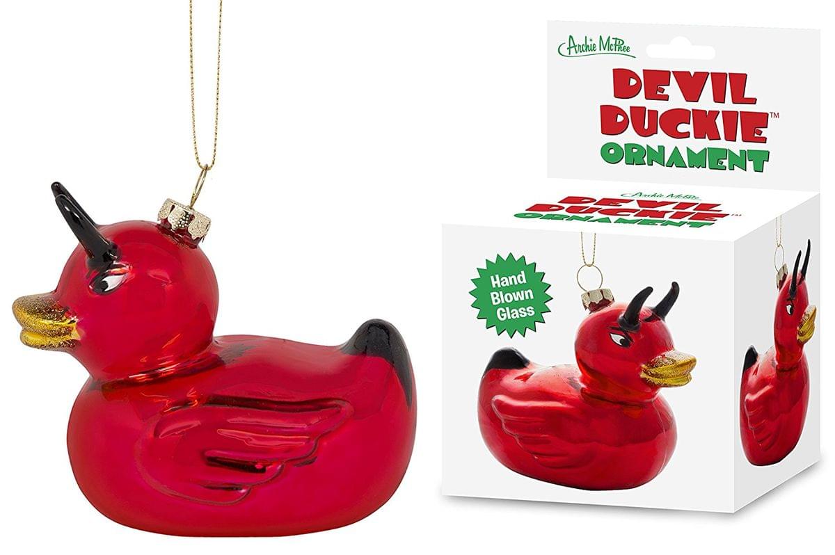 Devil Duckie Glass Holiday Ornament
