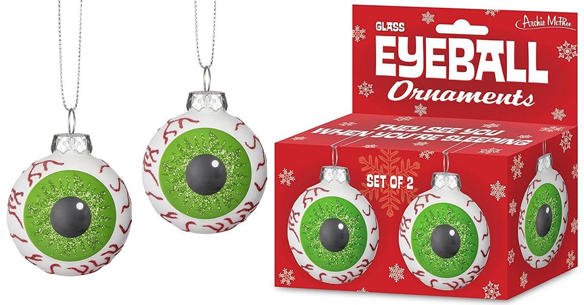 Eyeball Glass Holiday Ornaments, Set of 2