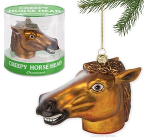 Creepy Horse Head 4.5" Glass Holiday Ornament