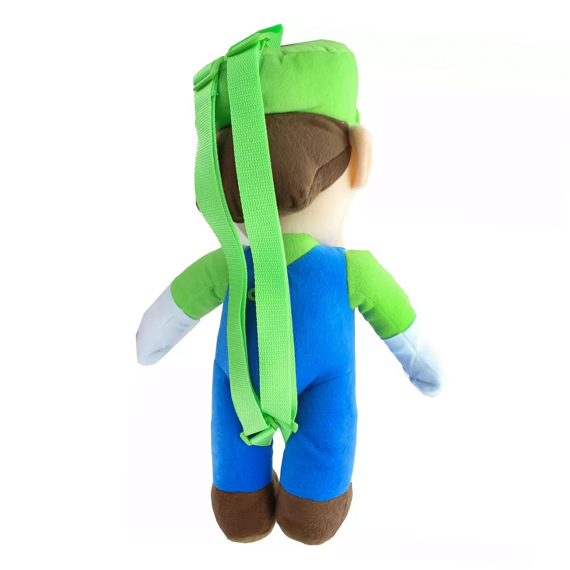 Super Mario Luigi 17 Inch Plush Backpack