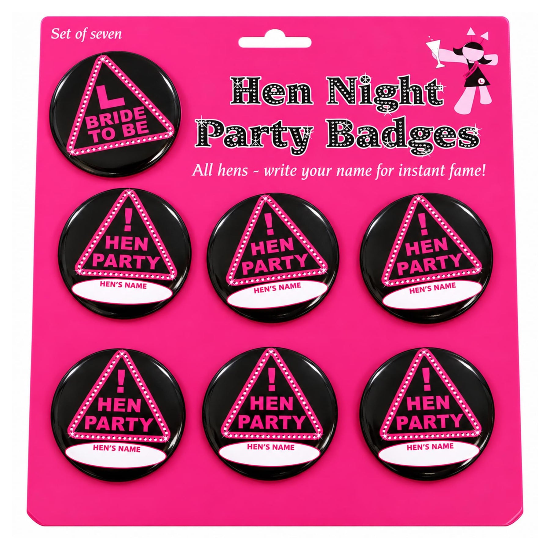 Hen Night Party Badges | Set Of 7