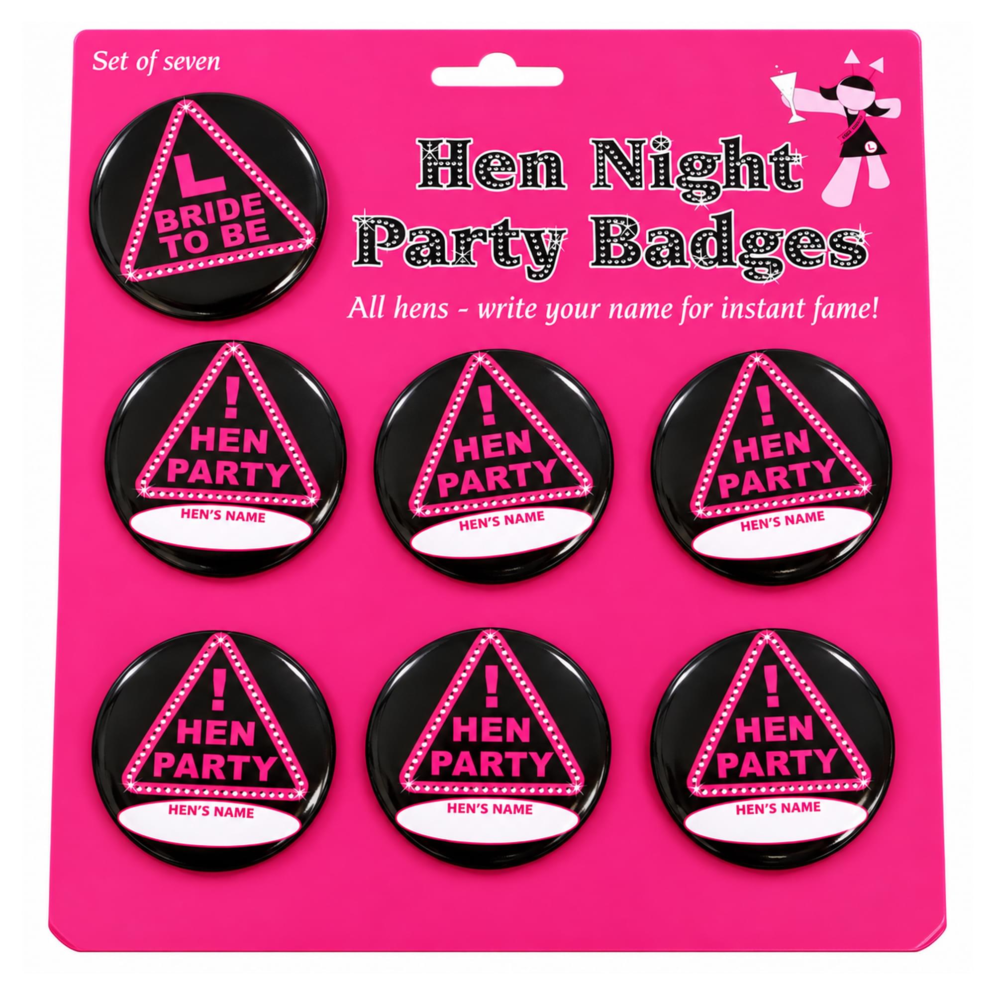 Hen Night Party Badges | Set Of 7