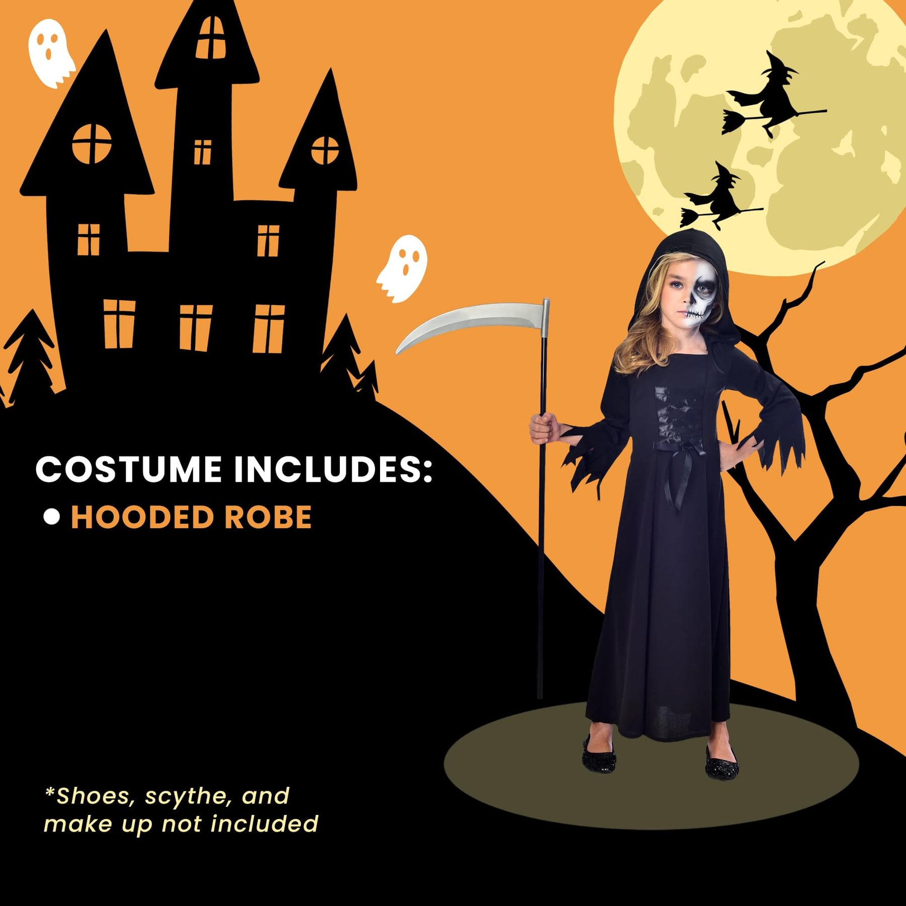 Grim Reaper Girls Costume | 5-6 Years