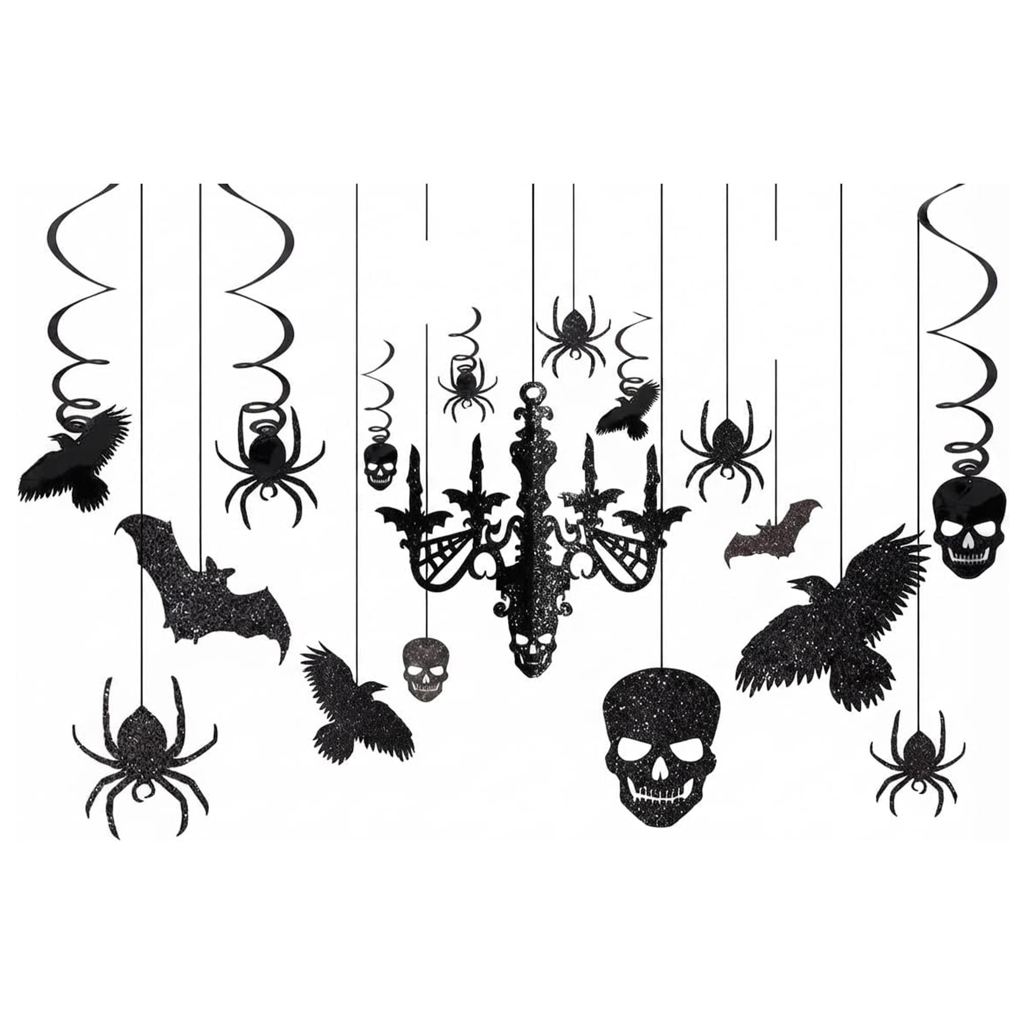 Black Glitter Chandelier Halloween Decoration Kit
