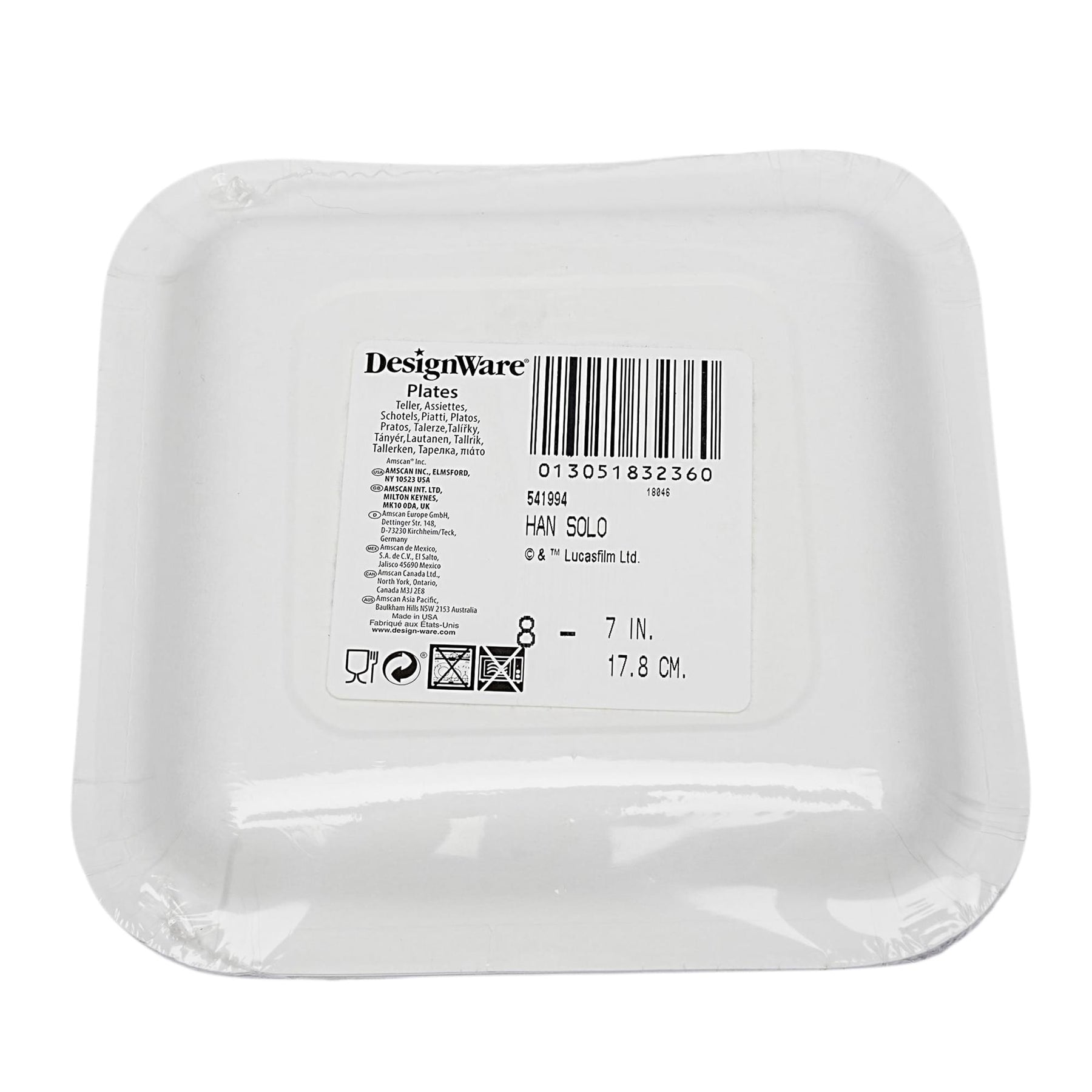 Star Wars Han Solo 7" Square Paper Party Plates, 8-Pack