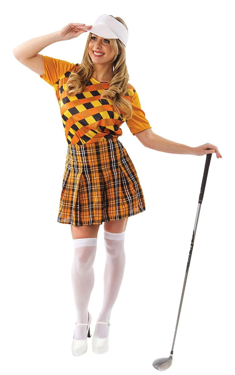 Female Golfer Costume - Orange & Black