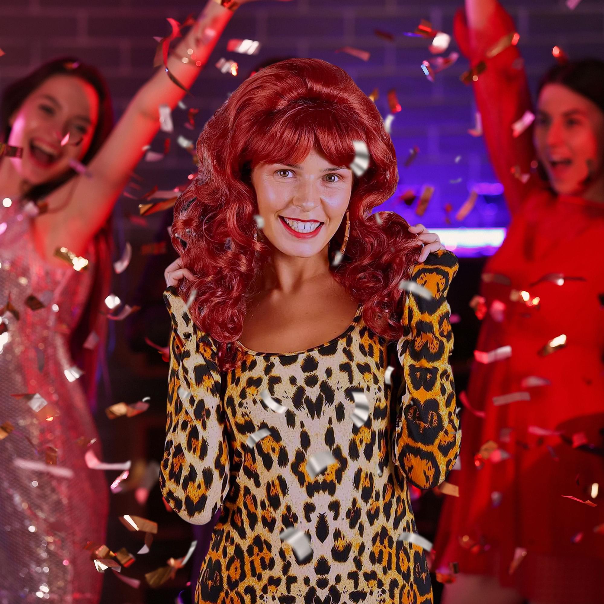 Curly Red Synthetic Wig Costume Accessory for Adults Inspired by Married With Children Peg Bundy| One Size Fits Most