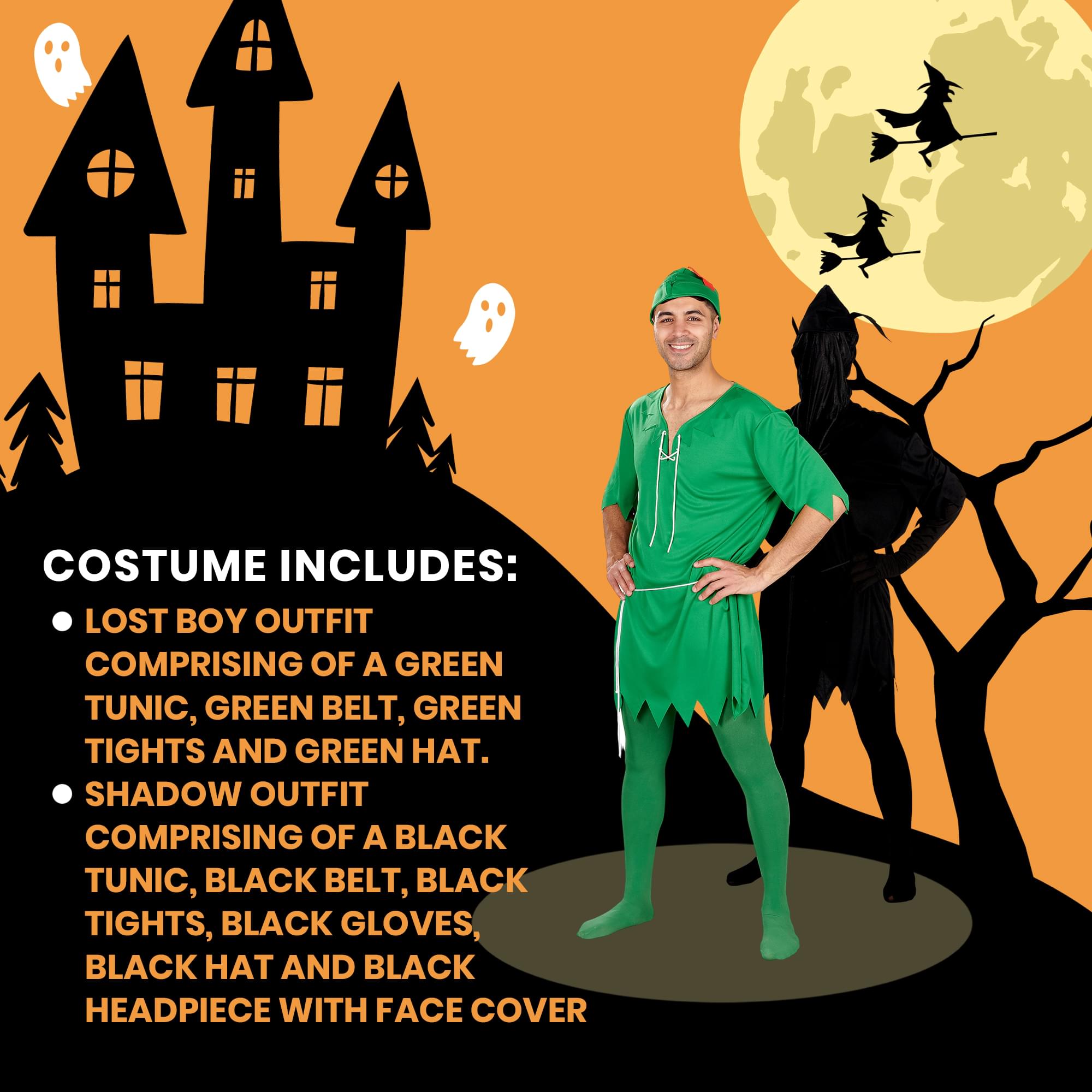 Lost Boy and His Shadow Adult 2 in 1 Costume | One Size