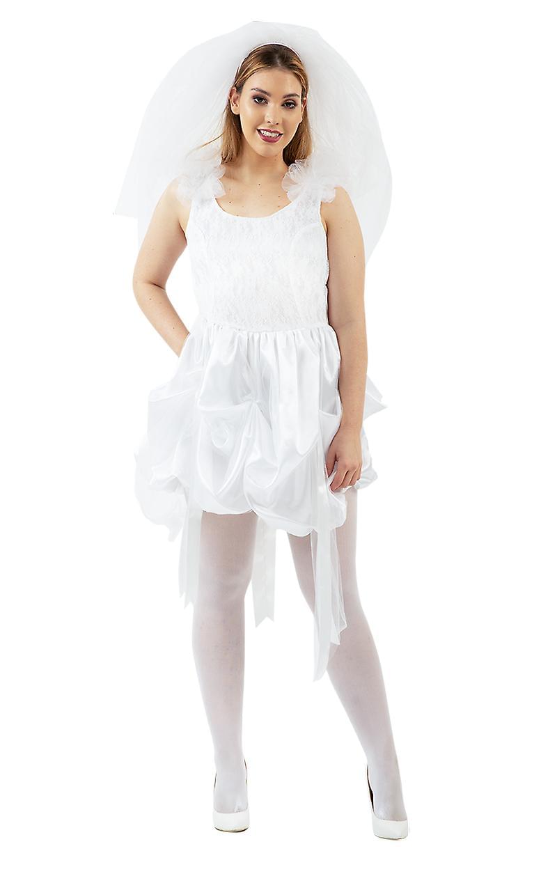 80's Bride White Wedding Dress Adult Costume