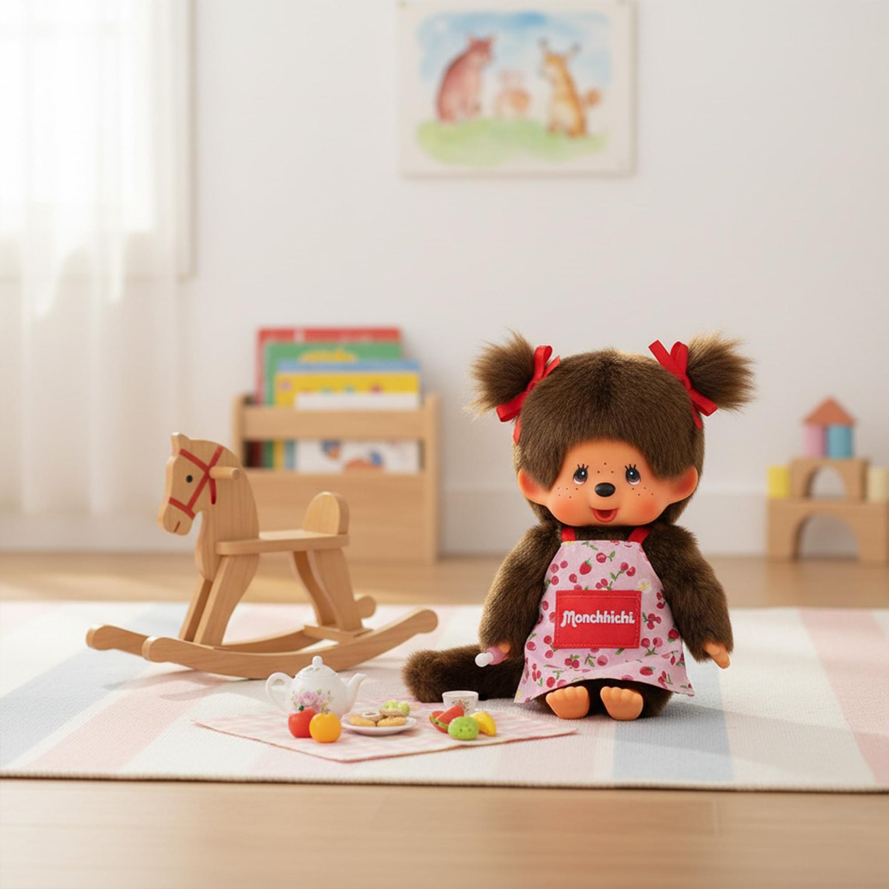 Monchhichi Flower Apron Girl 8 Inch Plush