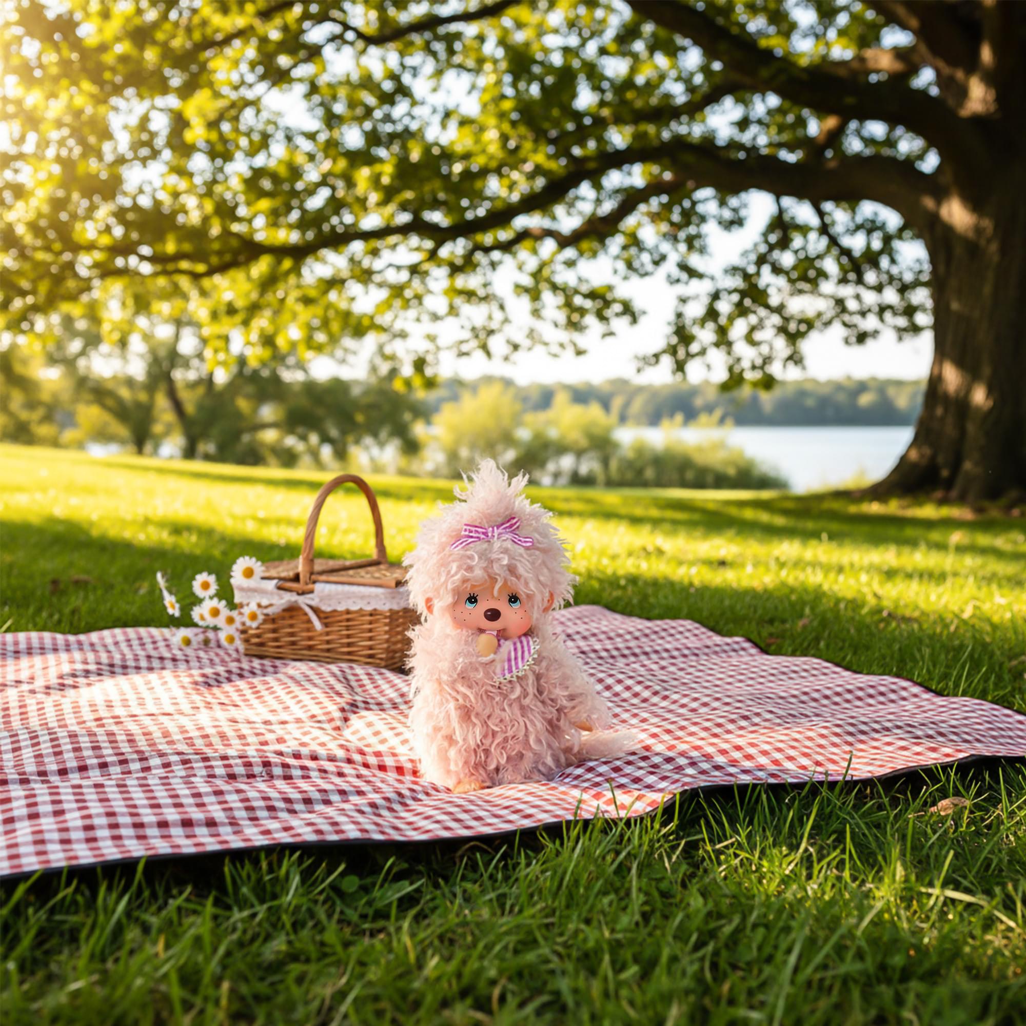 Monchhichi Fluffy Pink Beige Girl 8 Inch Plush