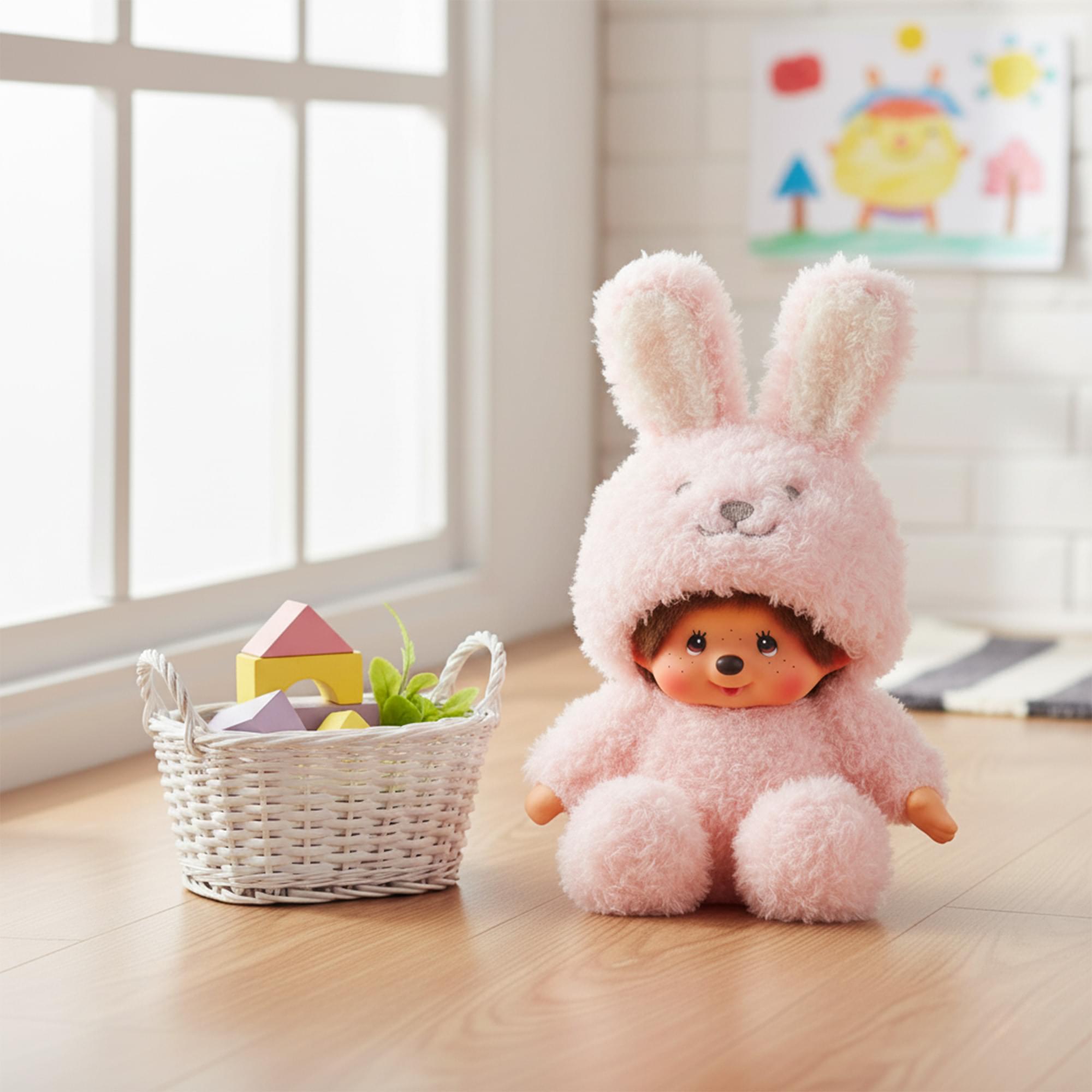 Monchhichi Sitting Fluffy Bunny 7 Inch Plush
