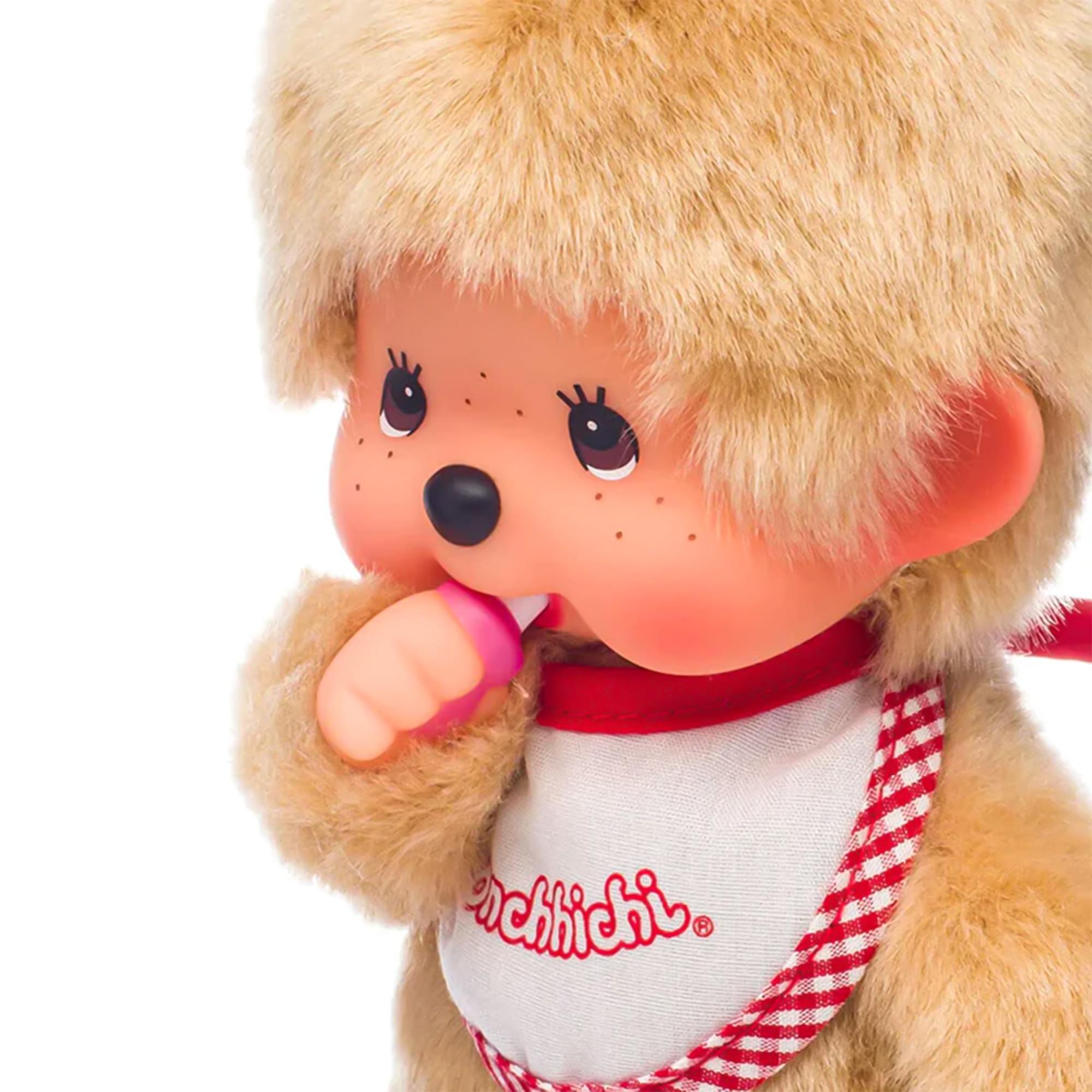 Monchhichi Beige Boy With Bib 8 Inch Plush