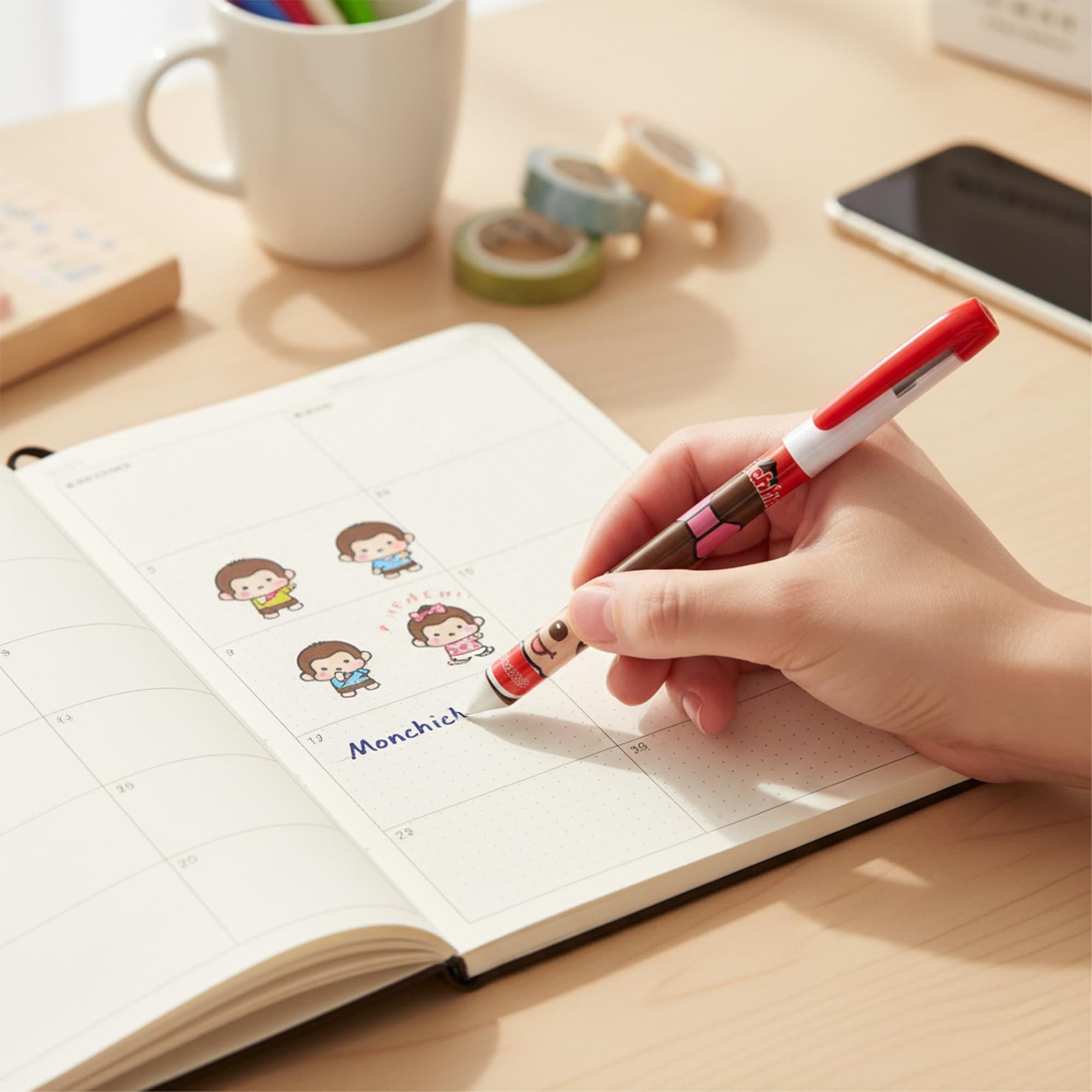 Monchhichi Erasable Boy and Girl Pen Set Of 2