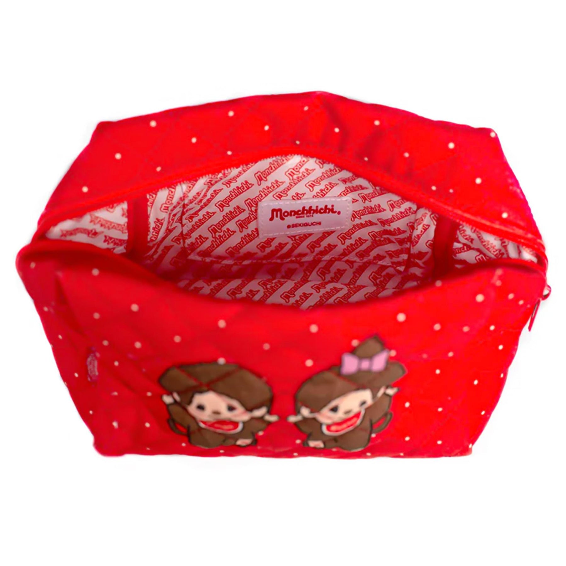 Monchhichi Boy and Girl Red Quilted Pouch