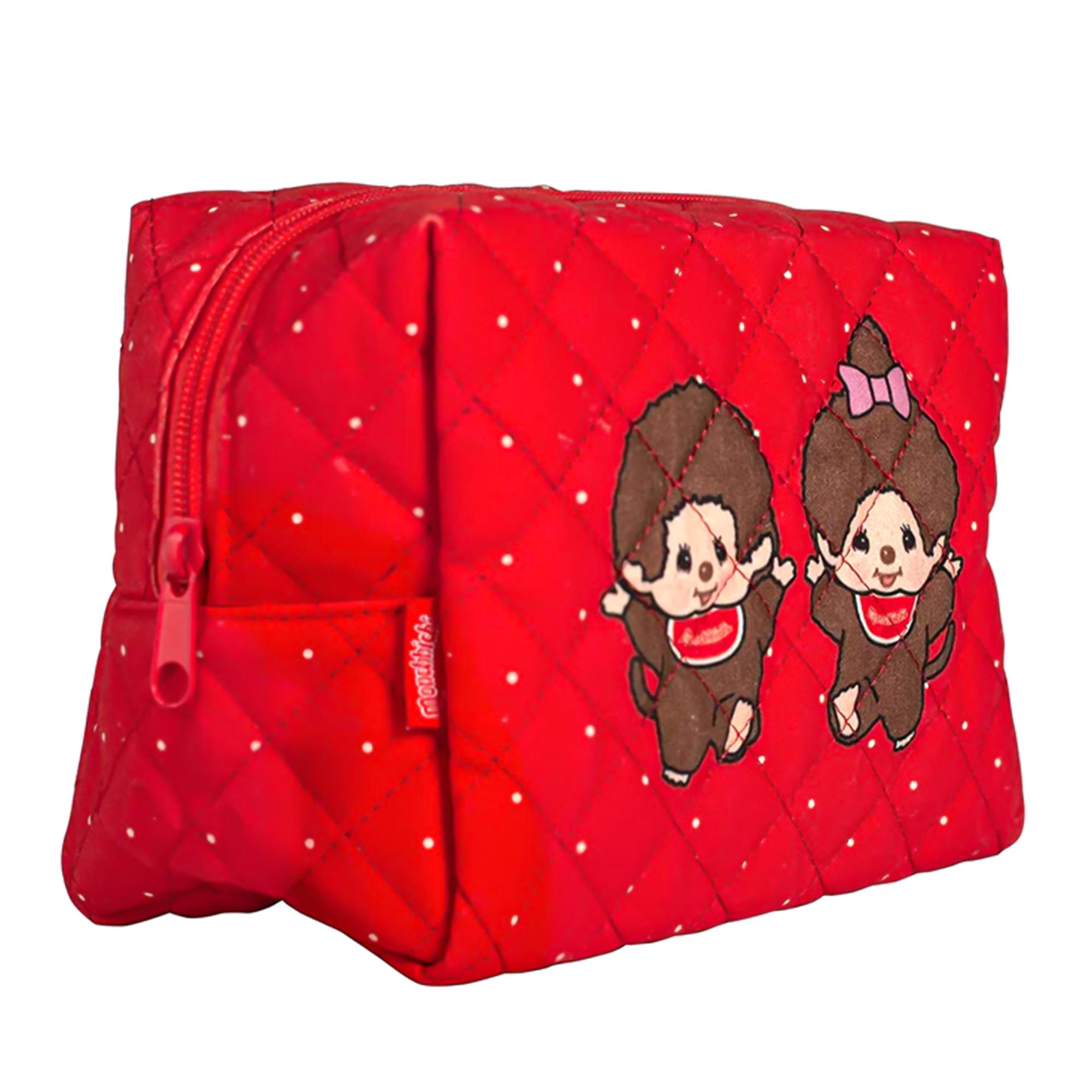 Monchhichi Boy and Girl Red Quilted Pouch