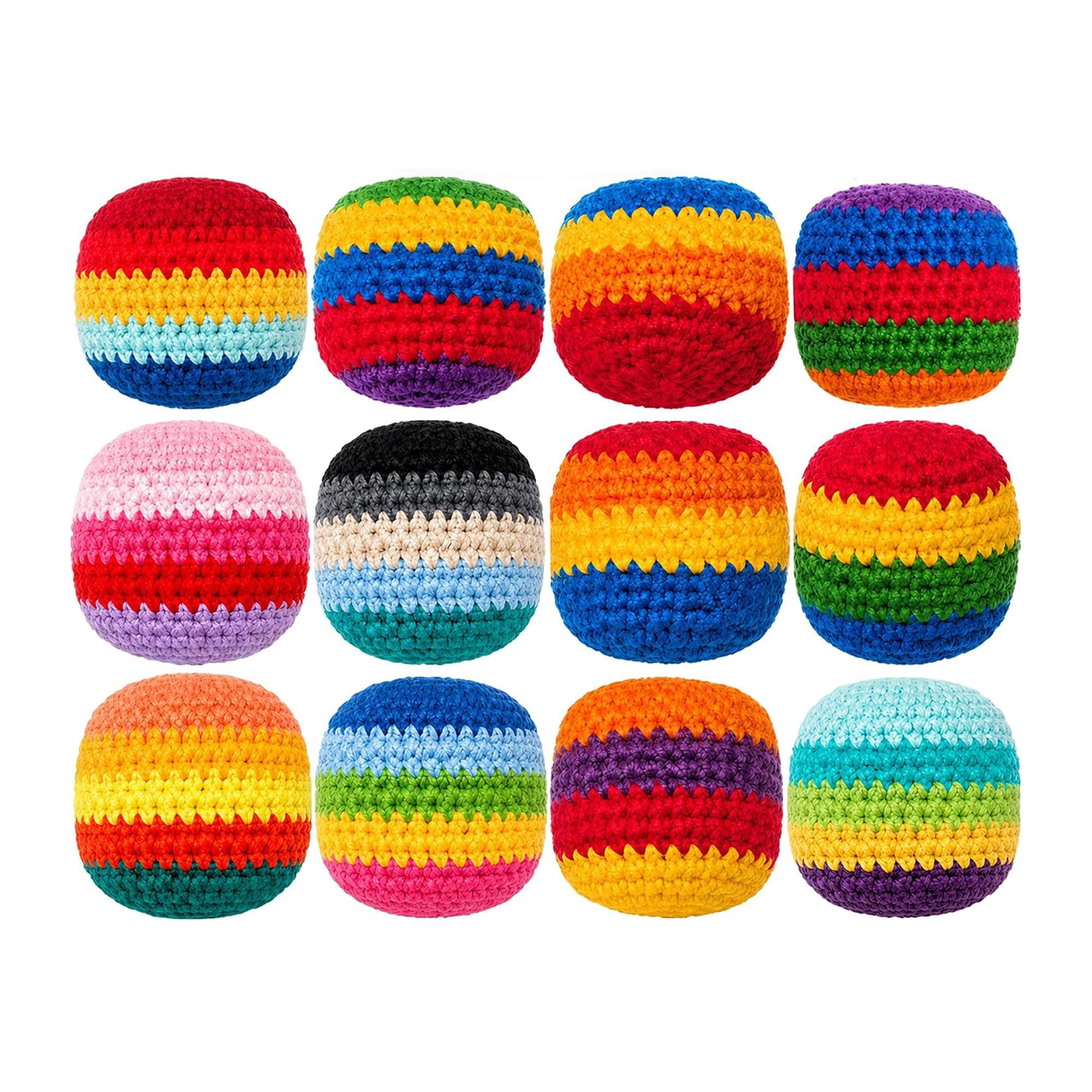Multicolored Cotton Knit Hacky Sack Kickball | Set of 12
