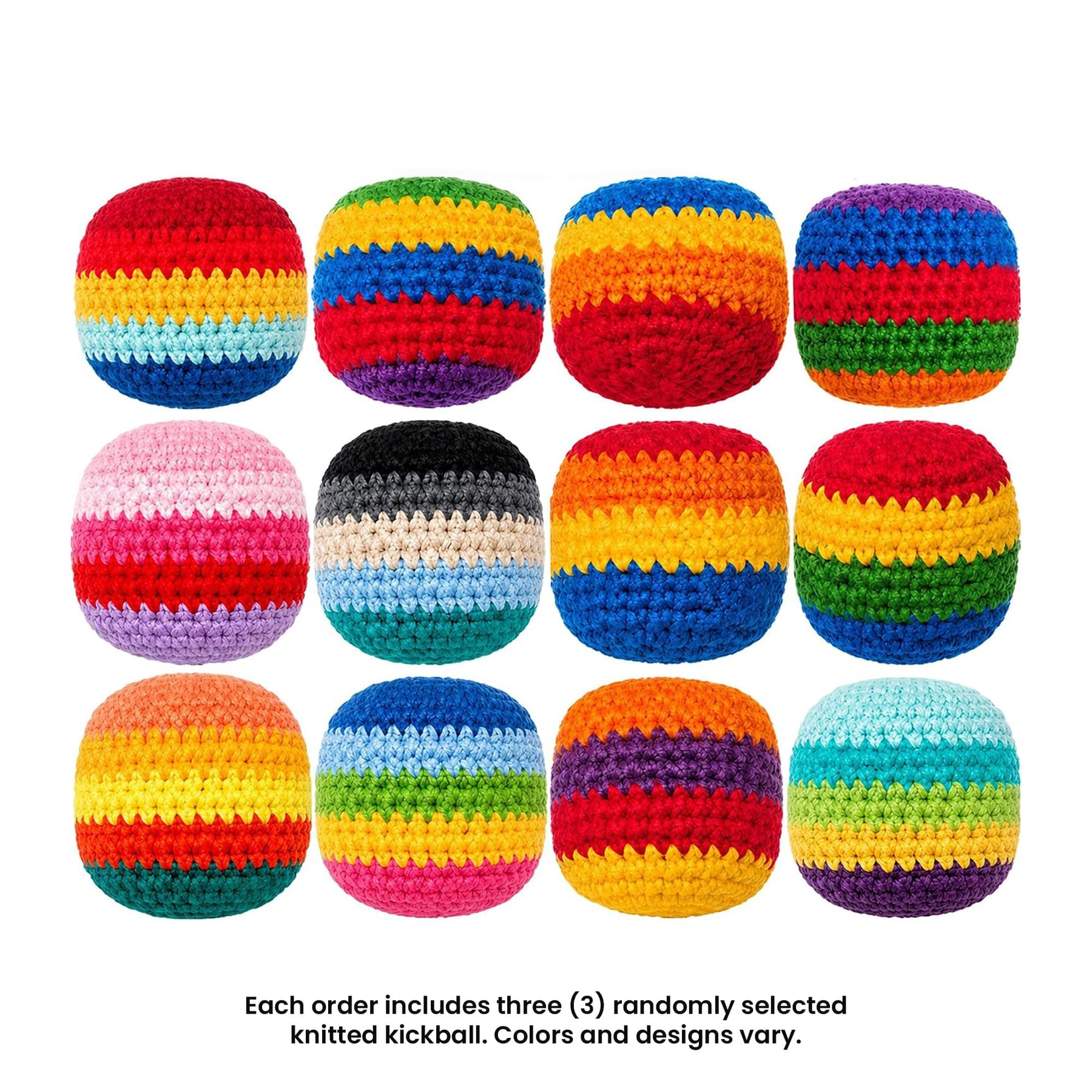Multicolored Cotton Knit Hacky Sack Kickball | Set of 3