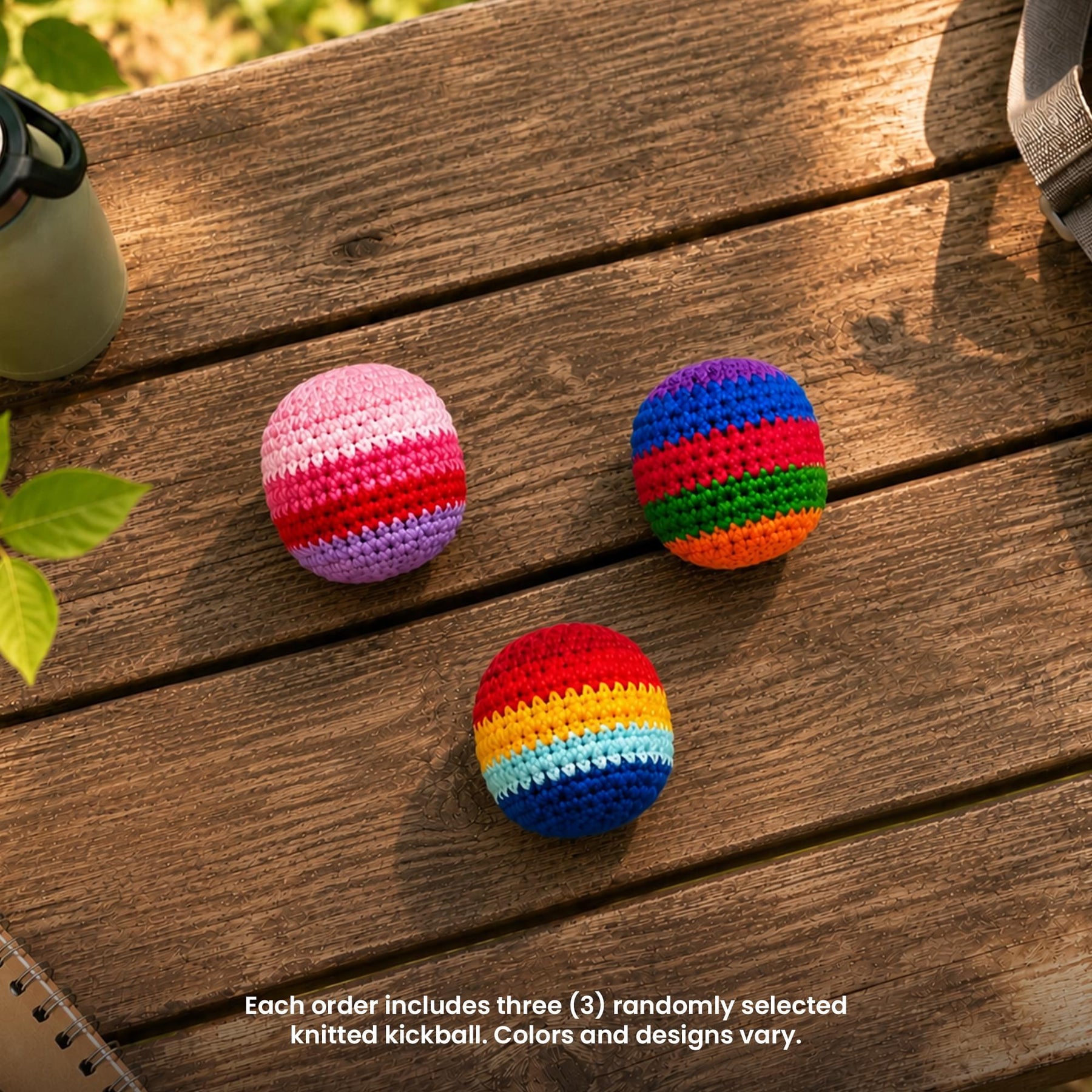 Multicolored Cotton Knit Hacky Sack Kickball | Set of 3