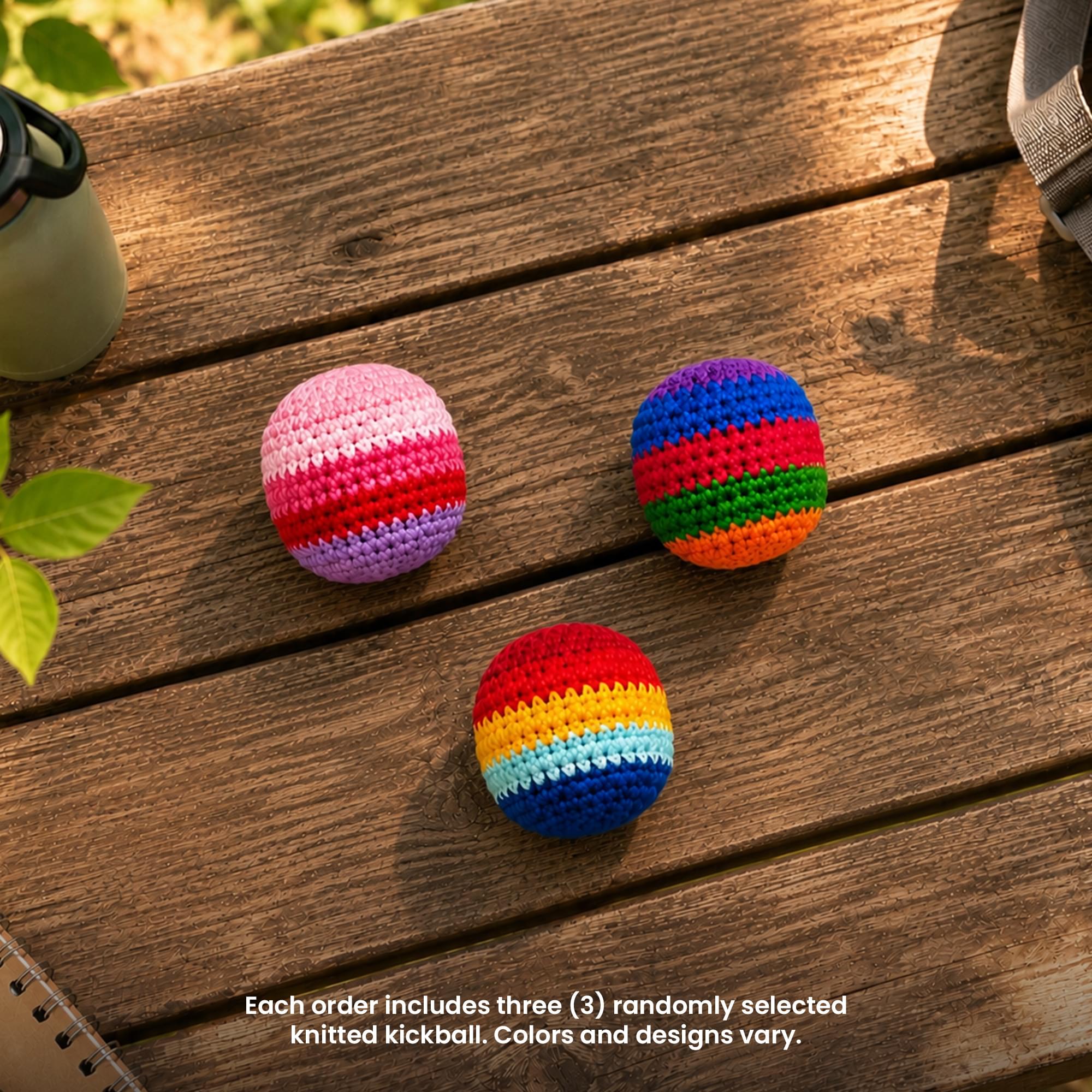 Multicolored Cotton Knit Hacky Sack Kickball | Set of 3