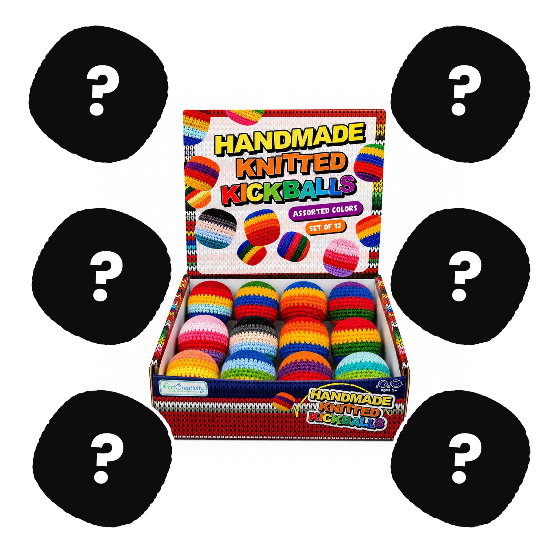 Multicolored Cotton Knit Hacky Sack Kickball | Set of 6