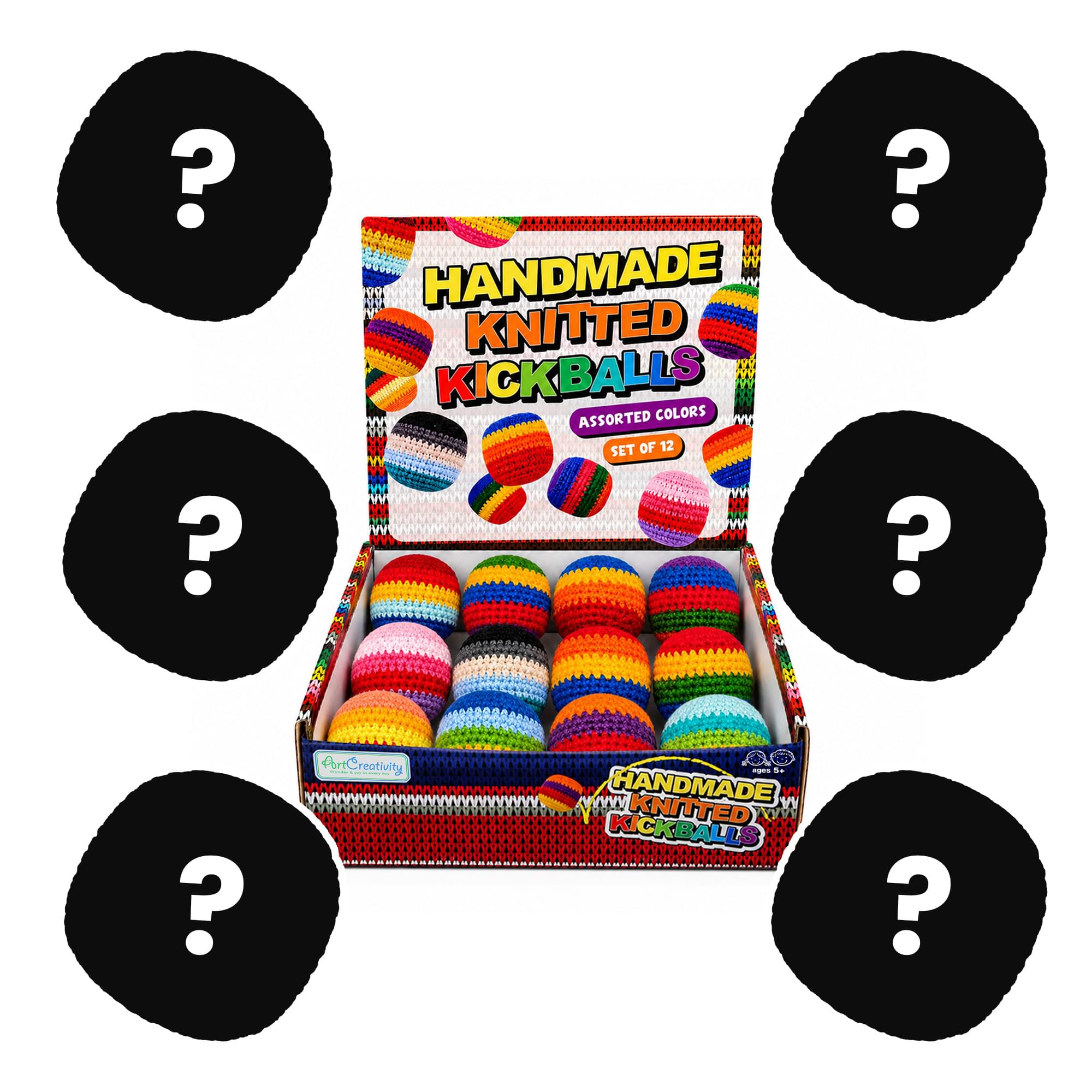Multicolored Cotton Knit Hacky Sack Kickball | Set of 6