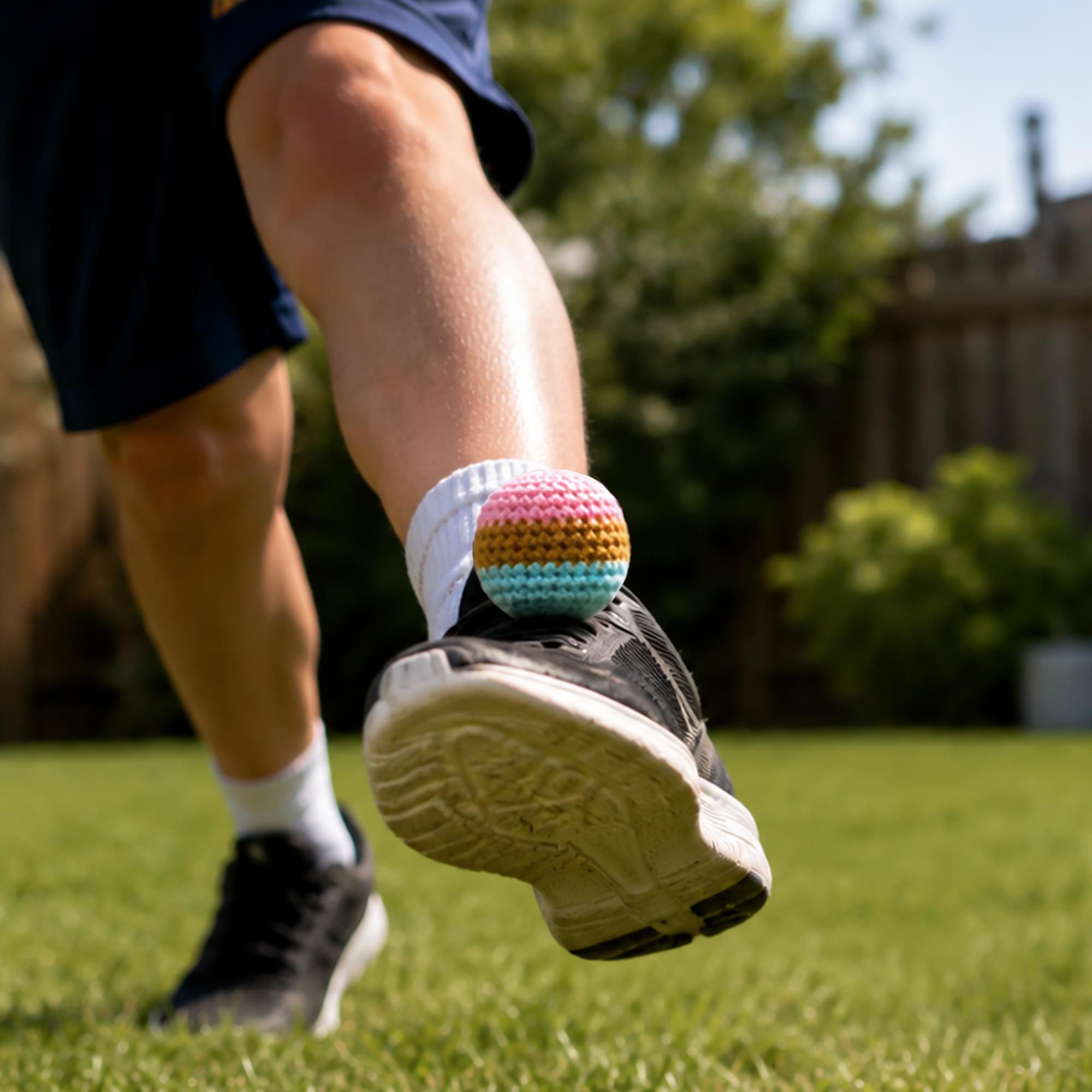 Multicolored Cotton Knit Hacky Sack Kickball | Set of 6