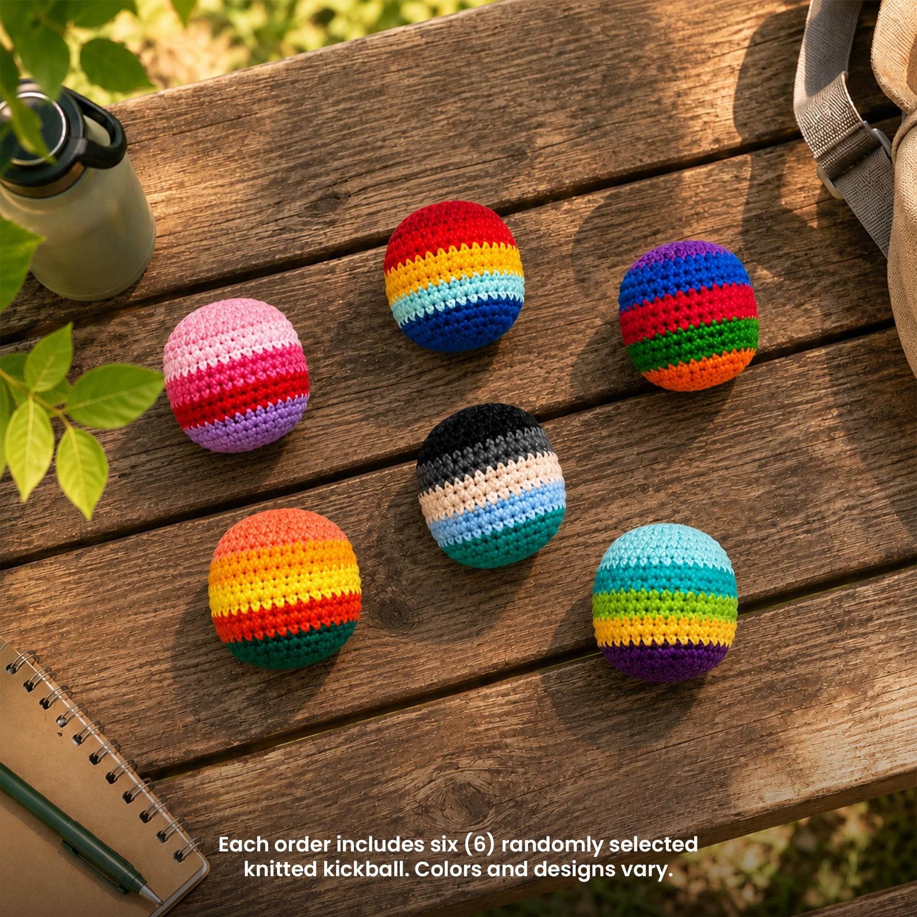 Multicolored Cotton Knit Hacky Sack Kickball | Set of 6
