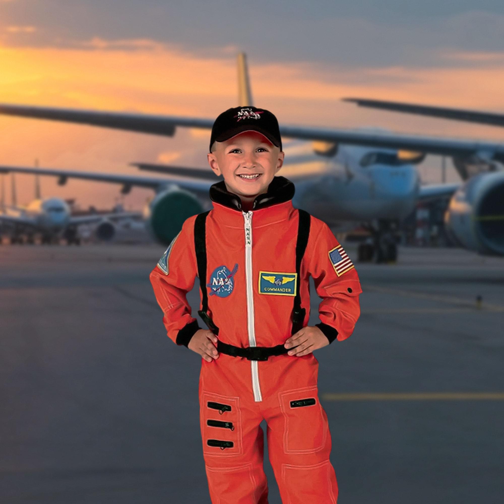 Jr Astronaut Suit (Orange) W/Cap Child Costume