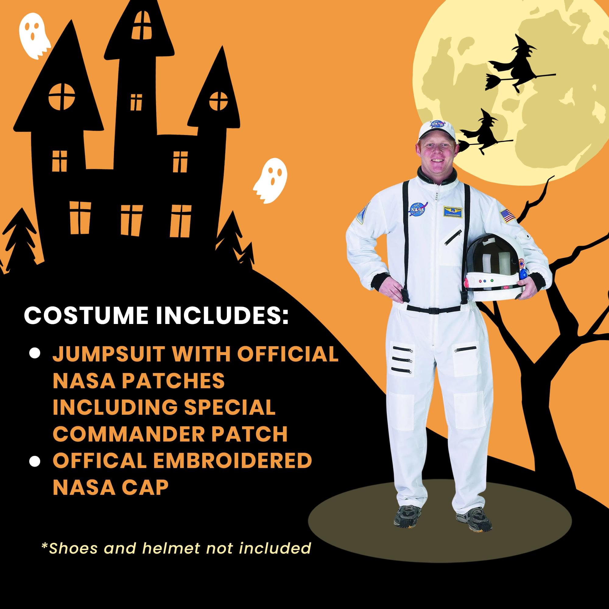 Adult Astronaut (White) Suit W/ Cap Costume